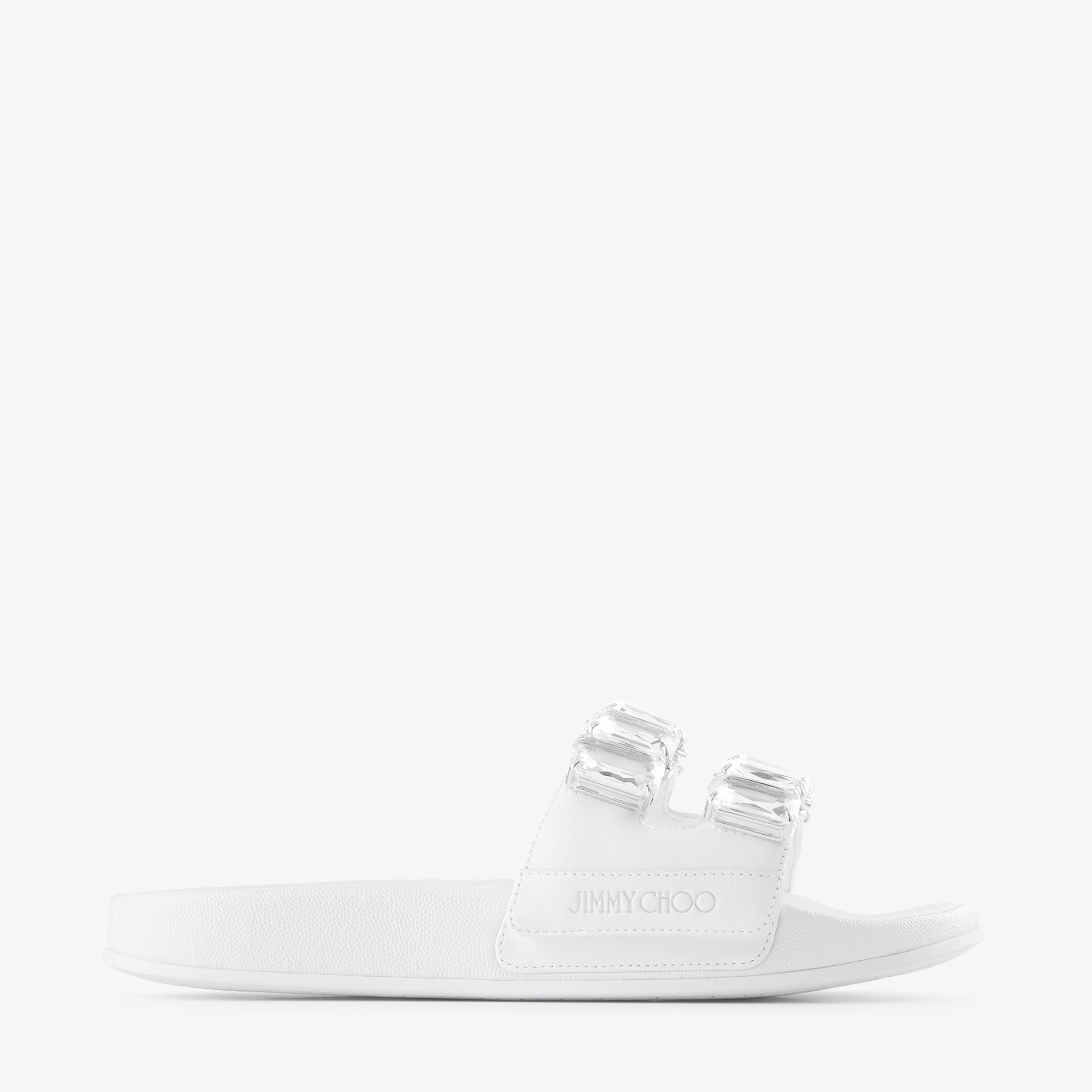 Fitz Crystal White Nappa Leather Crystal Slides