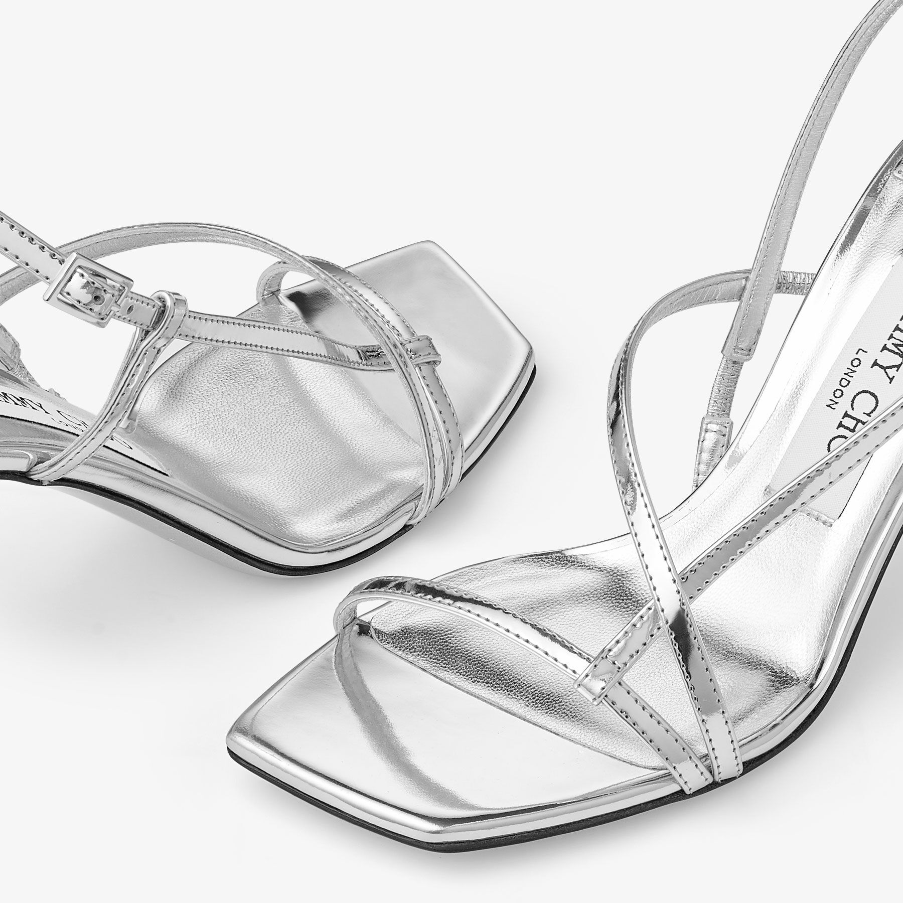 Etana 80 Silver Metallic Leather Sandals