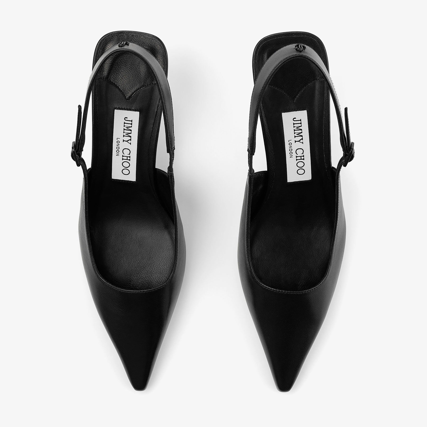 Amel 50 Black Nappa Leather Sling Back Pumps