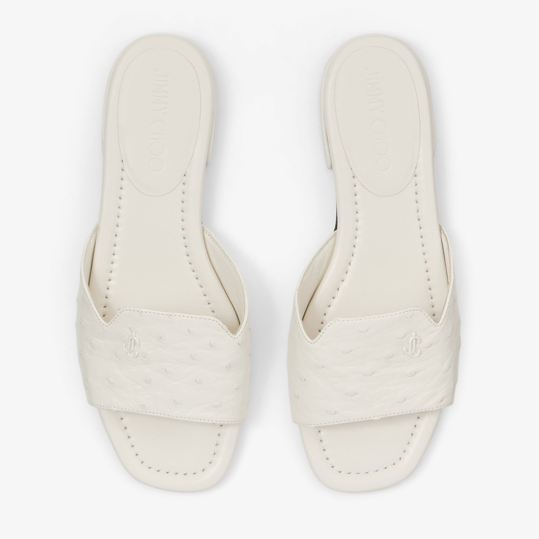 Dina Flat Latte Ostrich Leather Flats