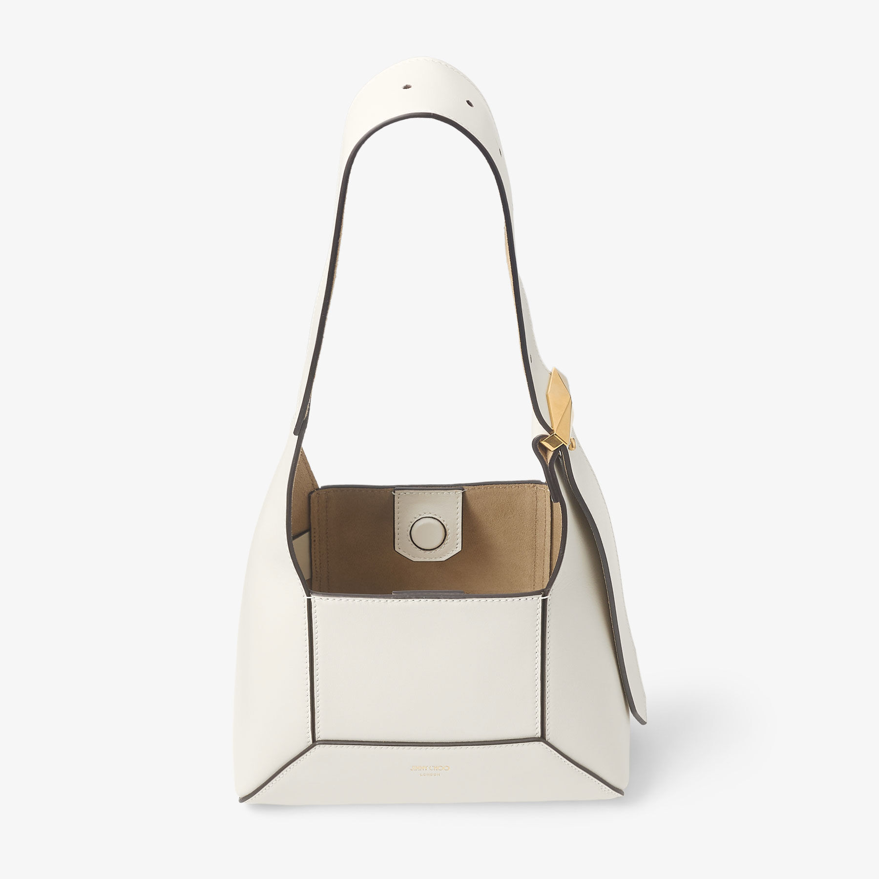 Diamond Hobo S Latte Leather Shoulder Bag