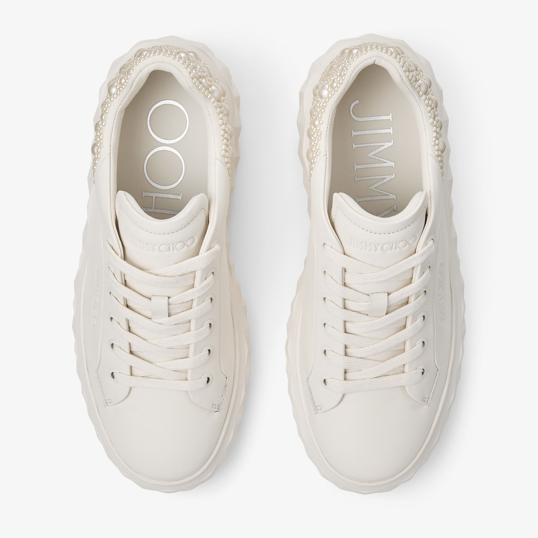 Diamond Maxi F II Latte Nappa Leather Pearl Trainers