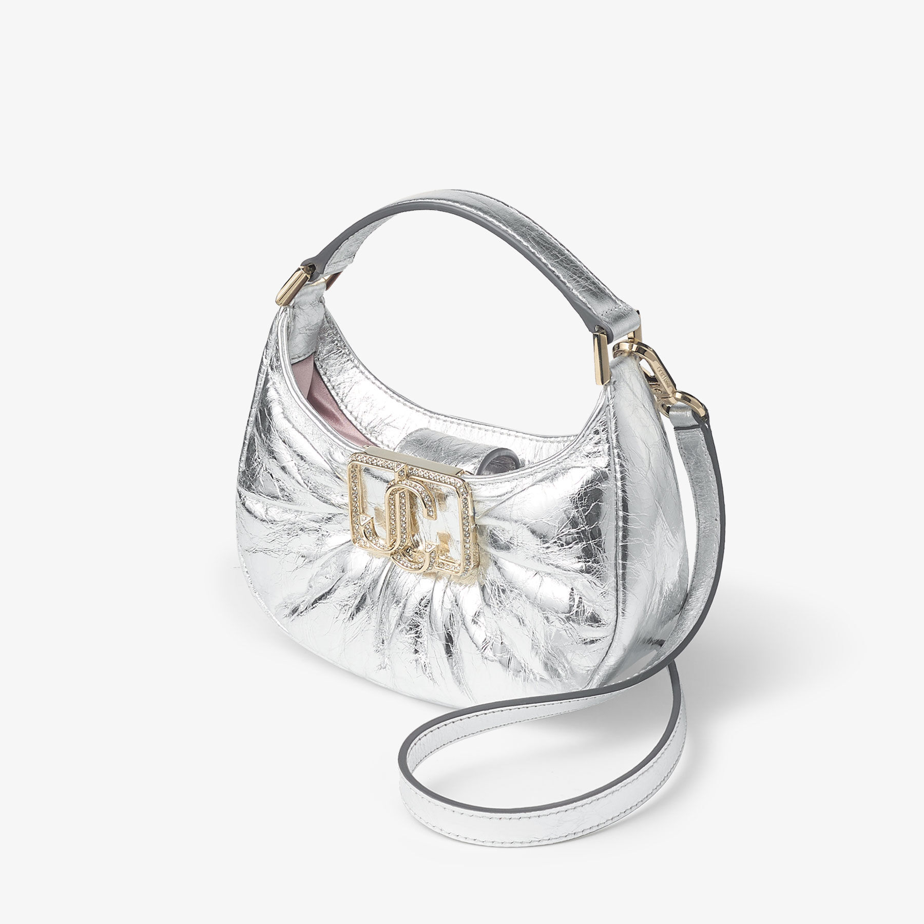 Edie Hobo Mini Silver Vintage Metallic Leather Mini Bag