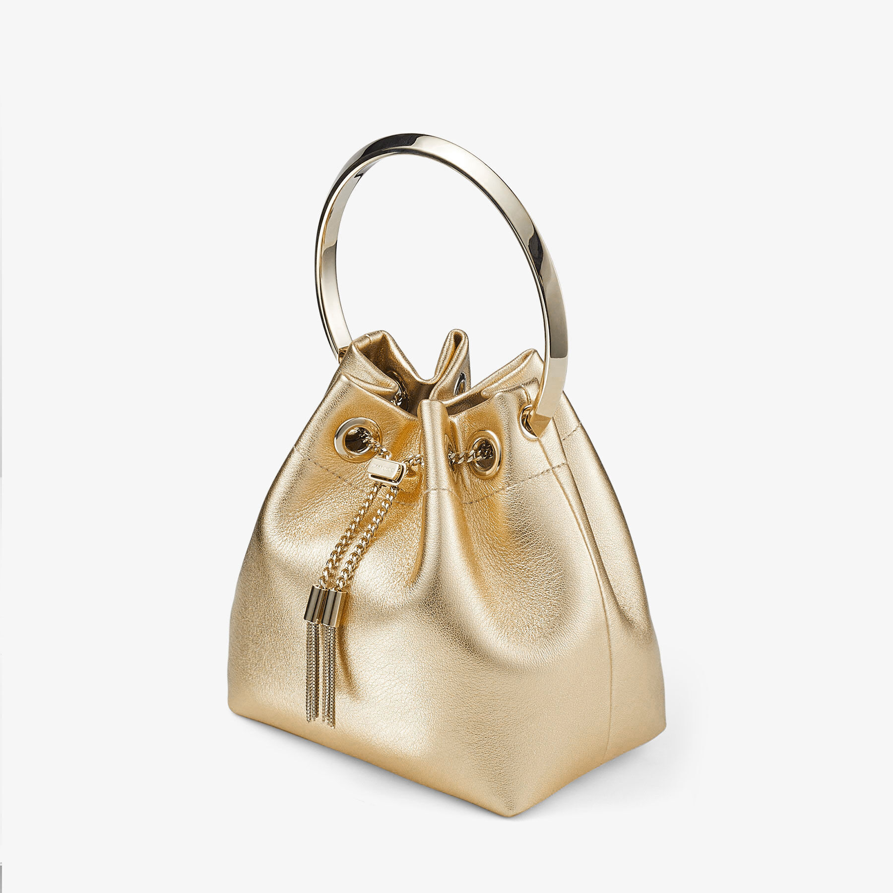 Bon Bon Gold Metallic Nappa Bag with Metal Handle