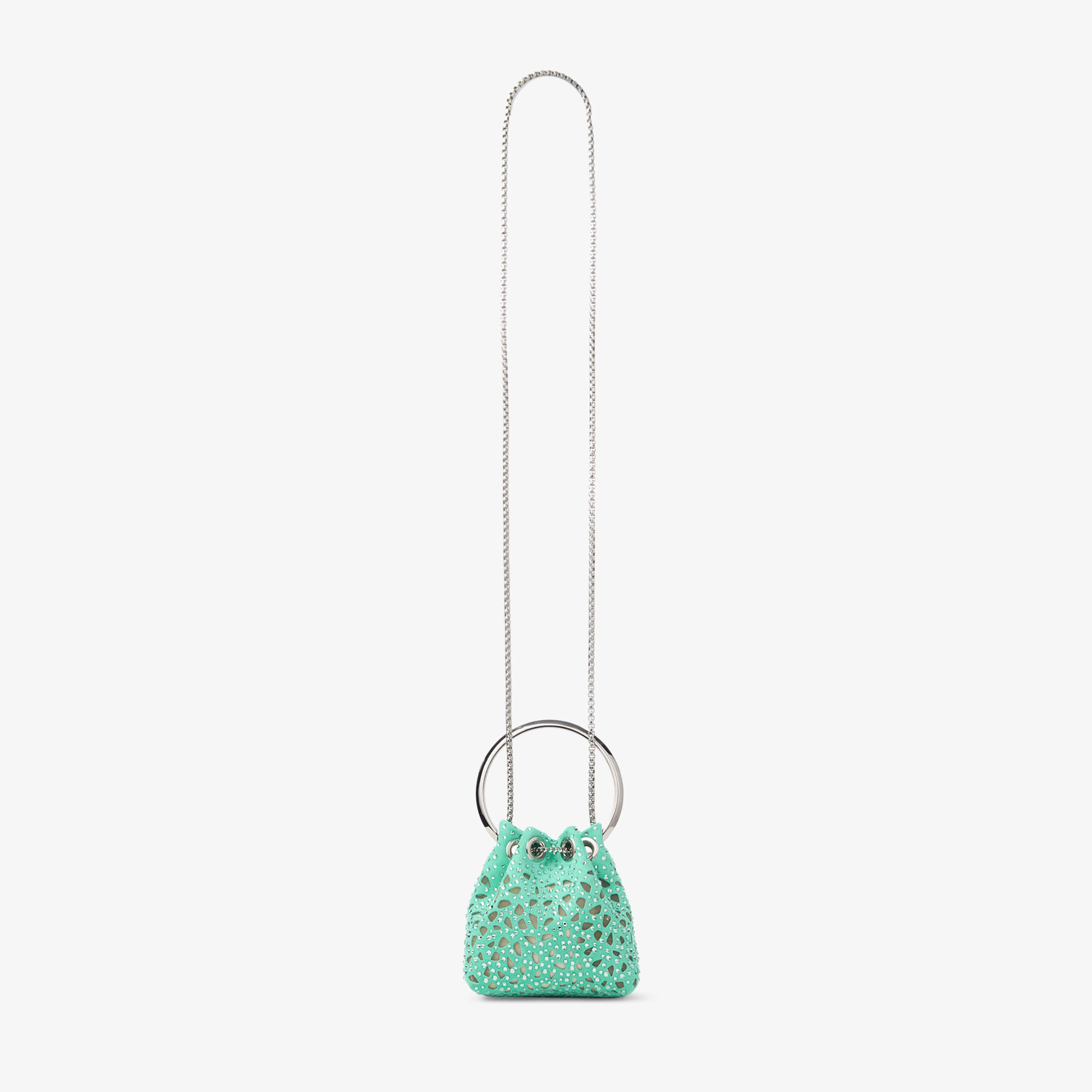 Micro Bon Bon Aqua Green Suede Crystal Mini Bag