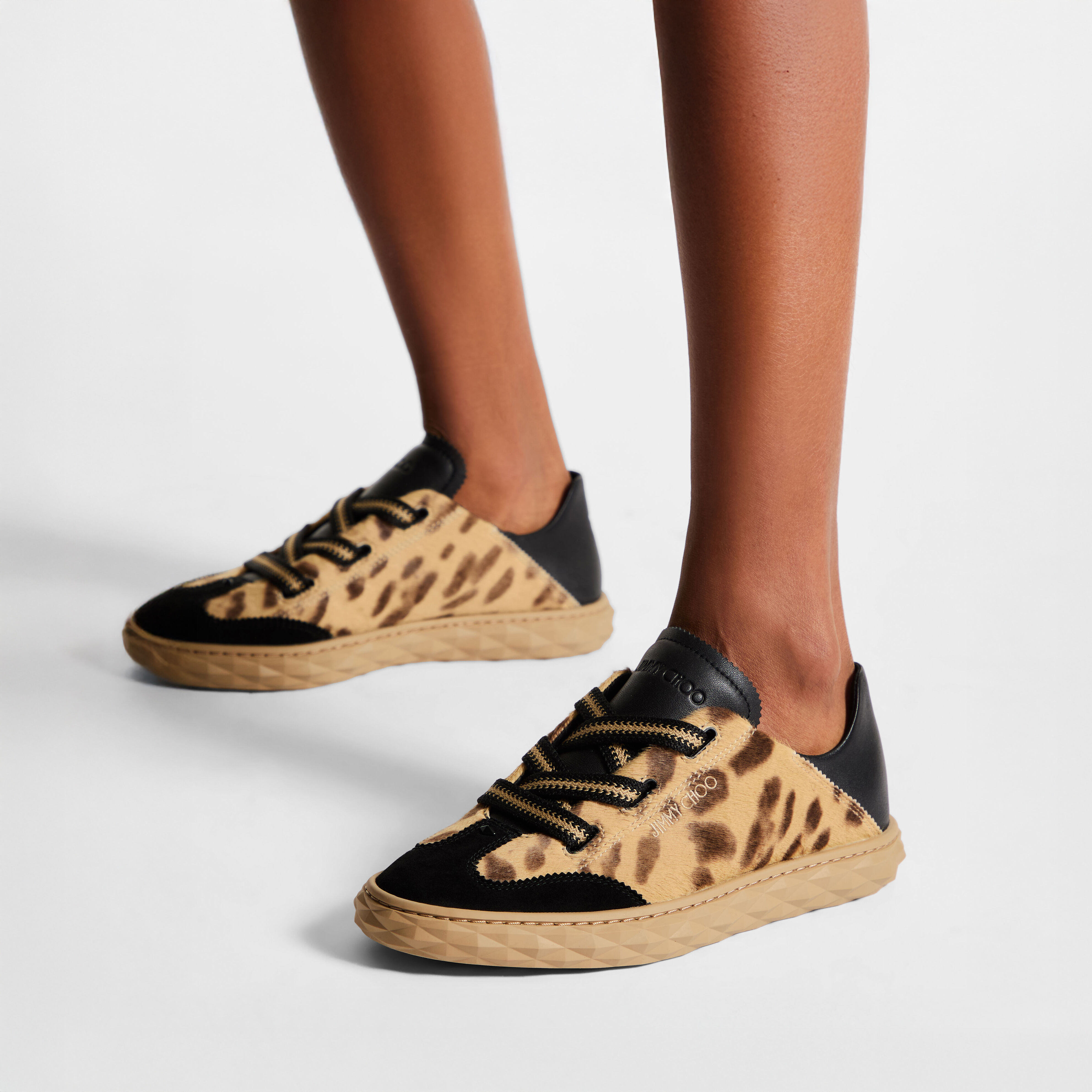 Diamond Light Flex F Natural Leopard Print Pony Leather Trainers