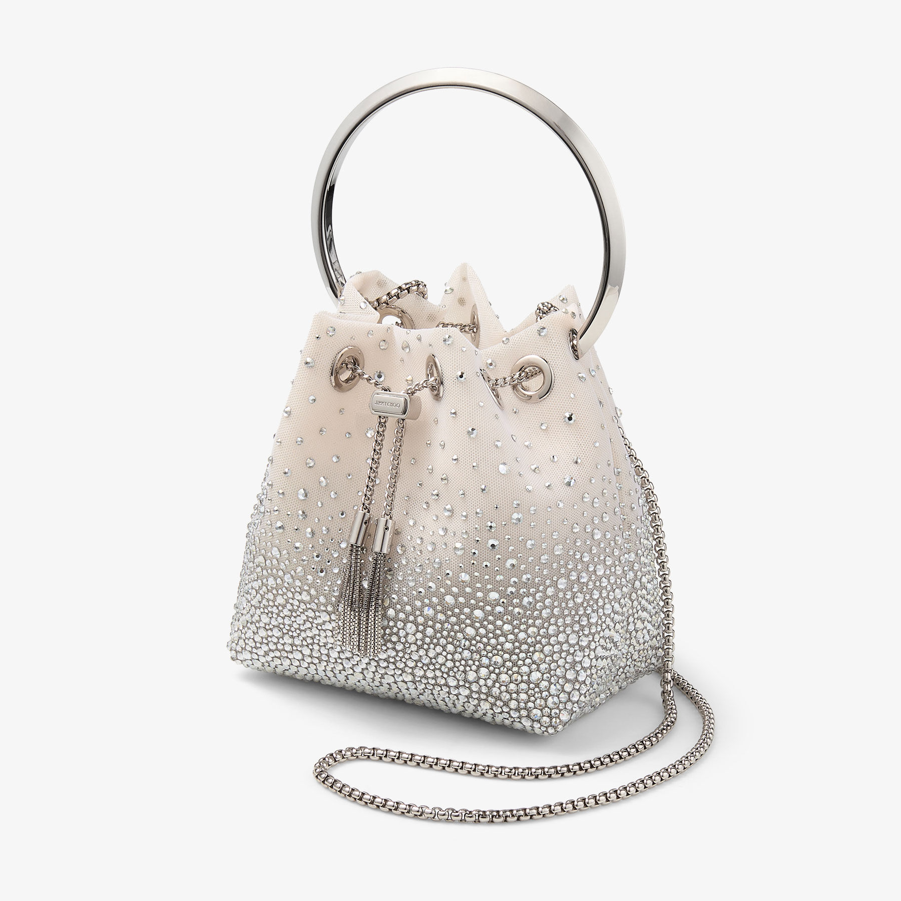 Bon Bon White Crystal Mesh Handbag