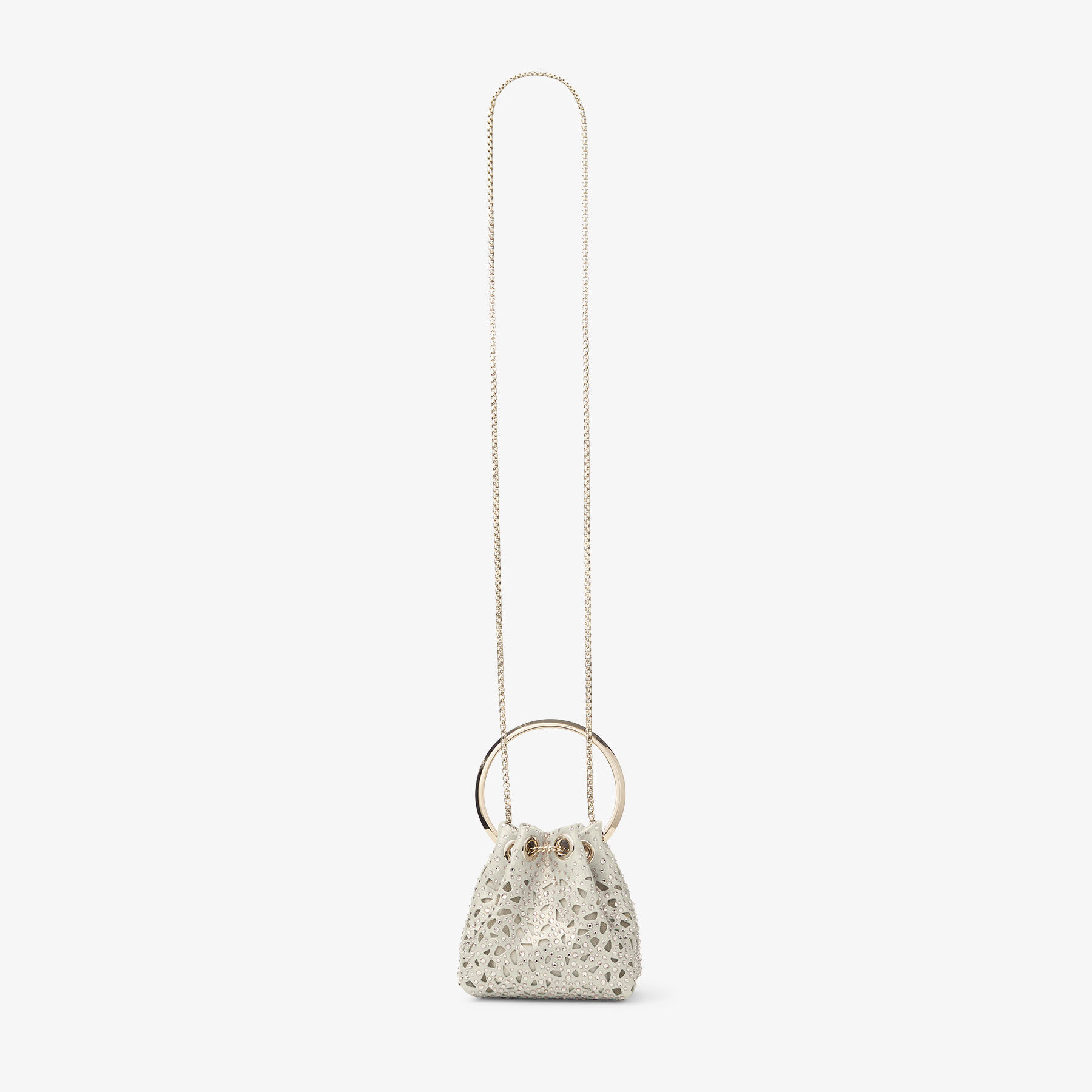 Micro Bon Bon Gold Shimmer Suede Crystal Mini Bag