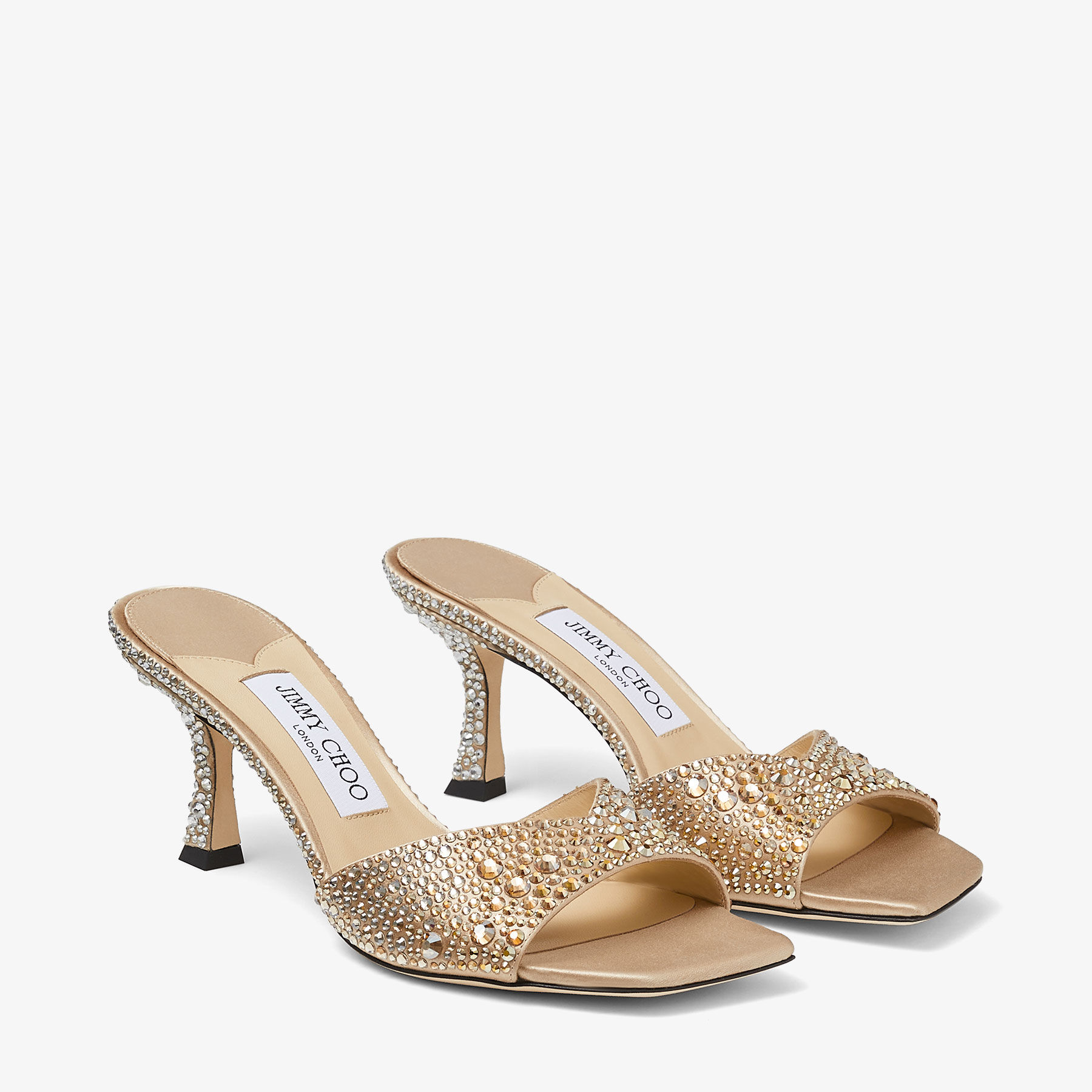 Skye 70 Gold Satin Crystal Sandals