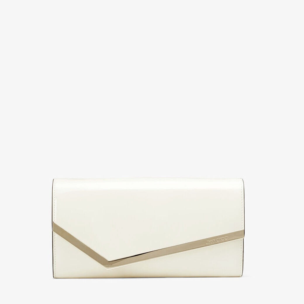 Emmie Latte Patent Leather Clutch Bag