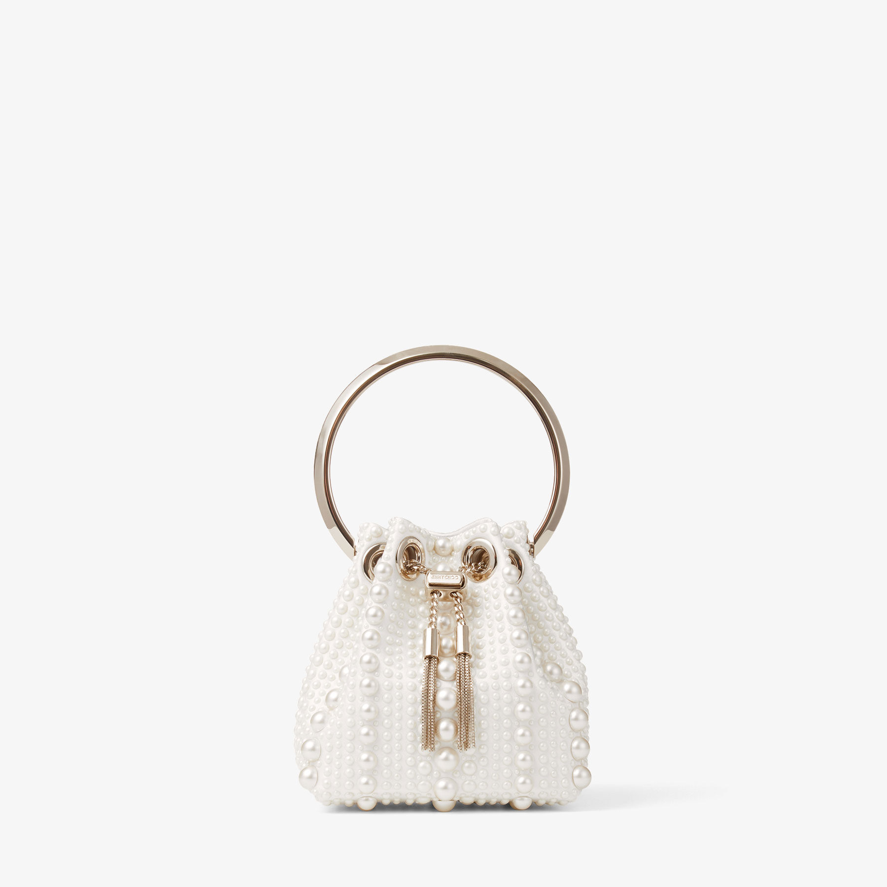 Micro Bon Bon Ivory Satin Mini Bag with All-Over Pearls