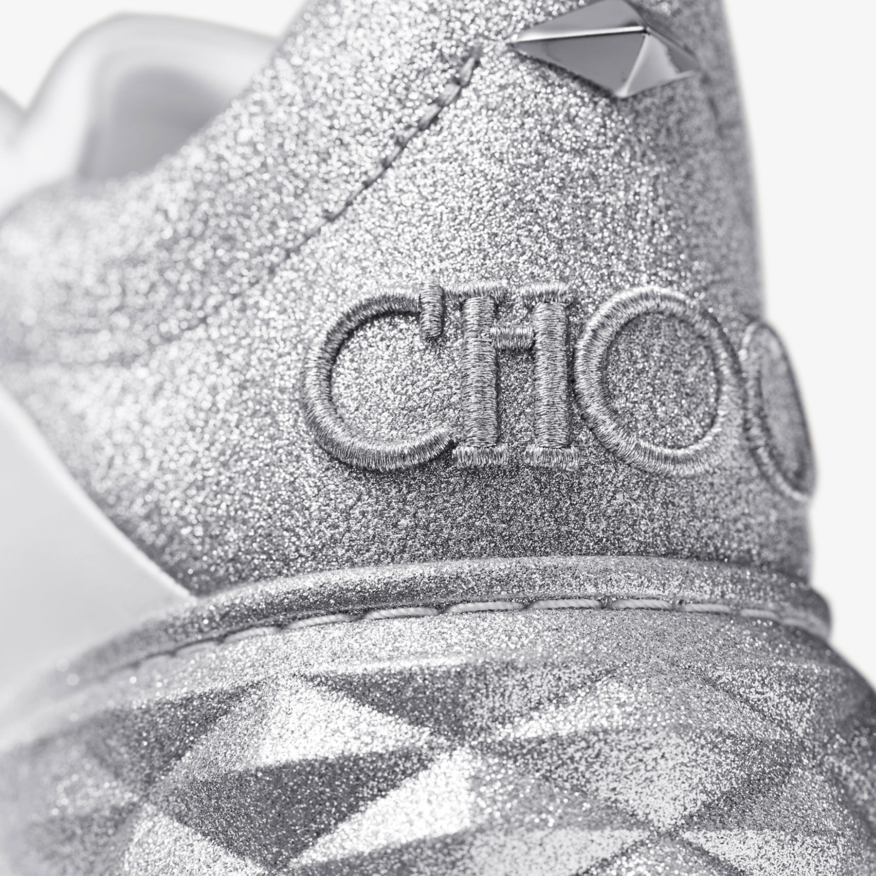 Diamond Maxi F II White & Silver Nappa Leather Glitter Trainers