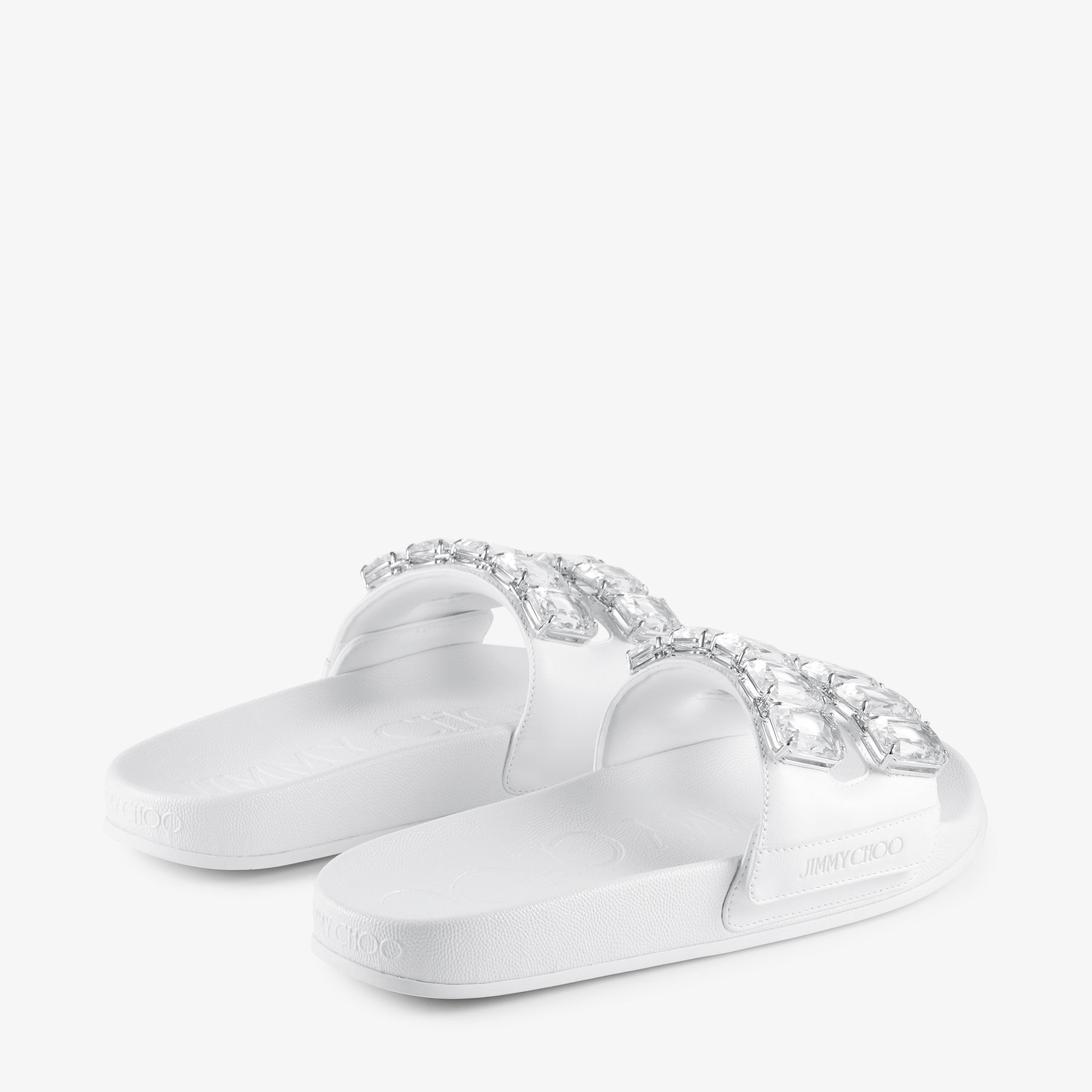 Fitz Crystal White Nappa Leather Crystal Slides