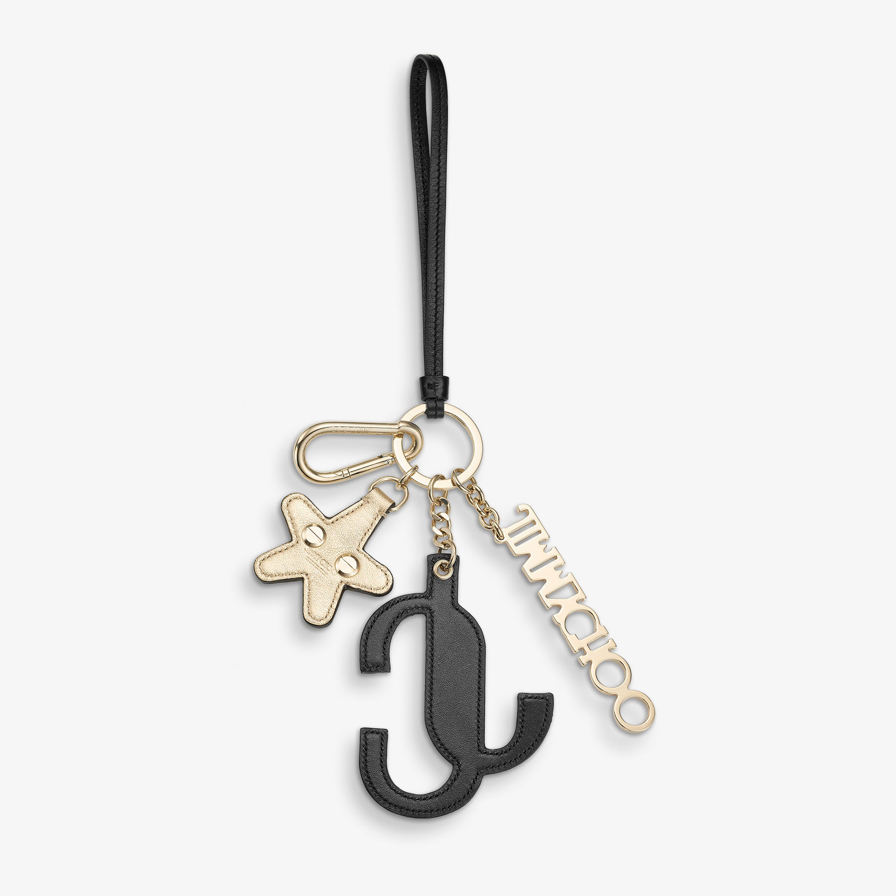 JC Multi Charm Black & Orange Calf Leather Star Logo Bag Charm