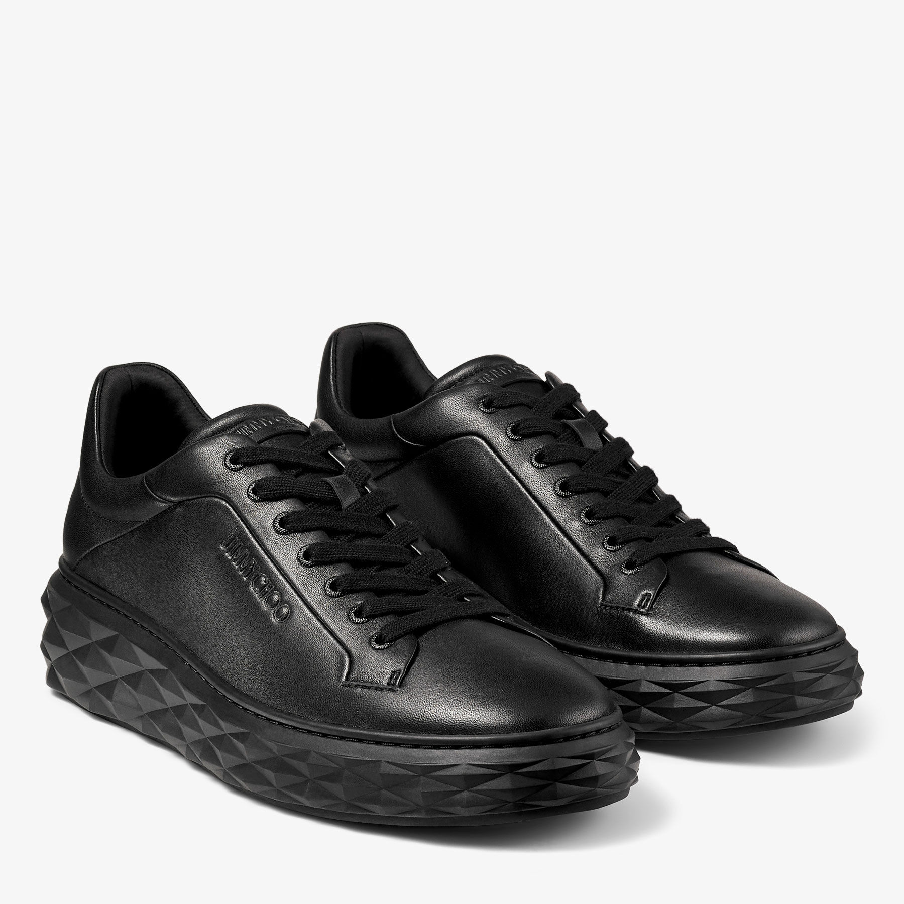Diamond Maxi M II Black Nappa Leather Platform Trainers