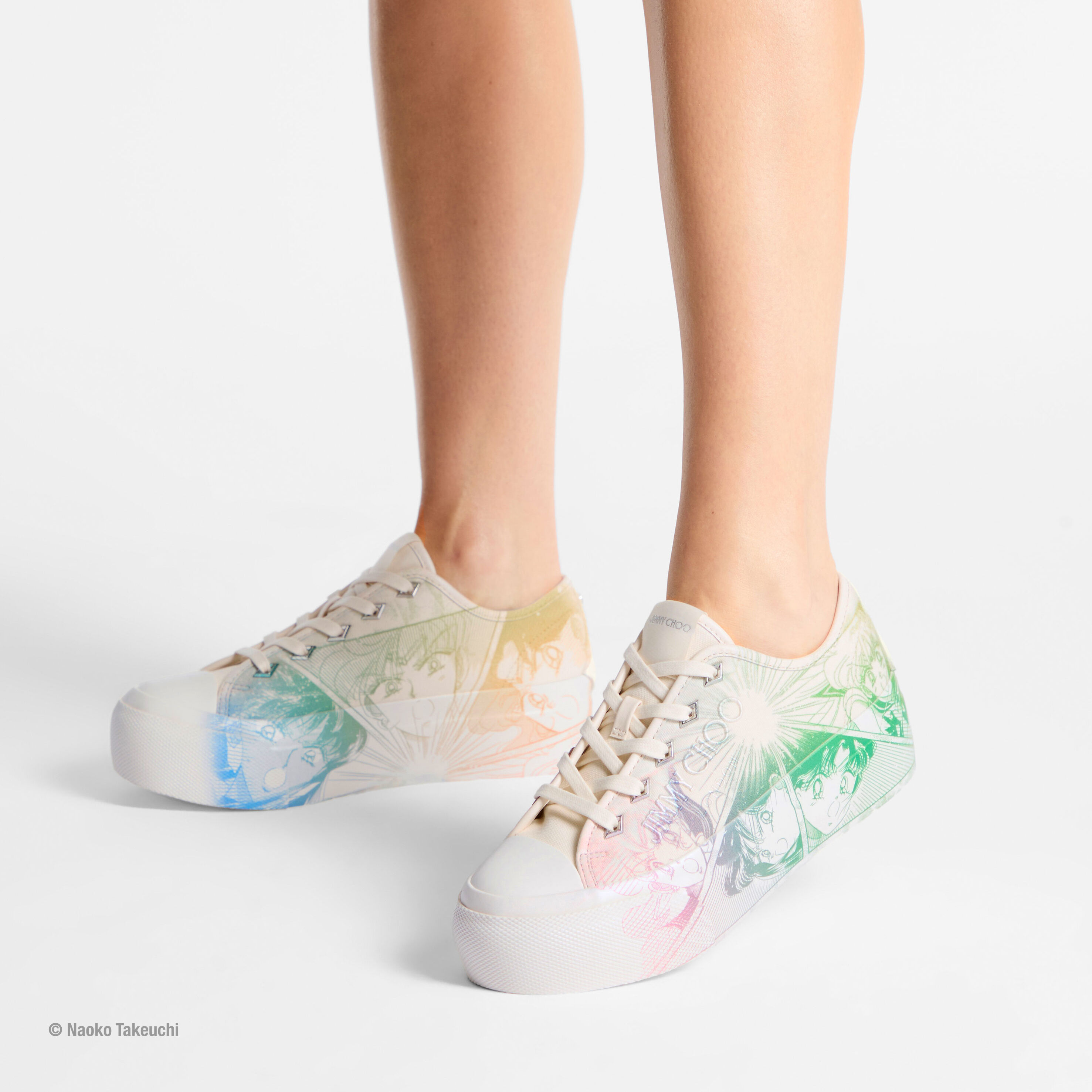 Sailor Guardians Palma Maxi/F Latte Manga Print Canvas Trainers