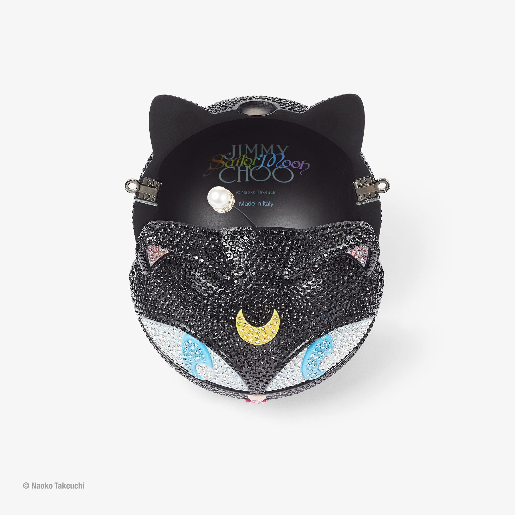 Crystal Luna-P Ball Minaudiere Clutch Black Plexi Crystal Clutch Bag