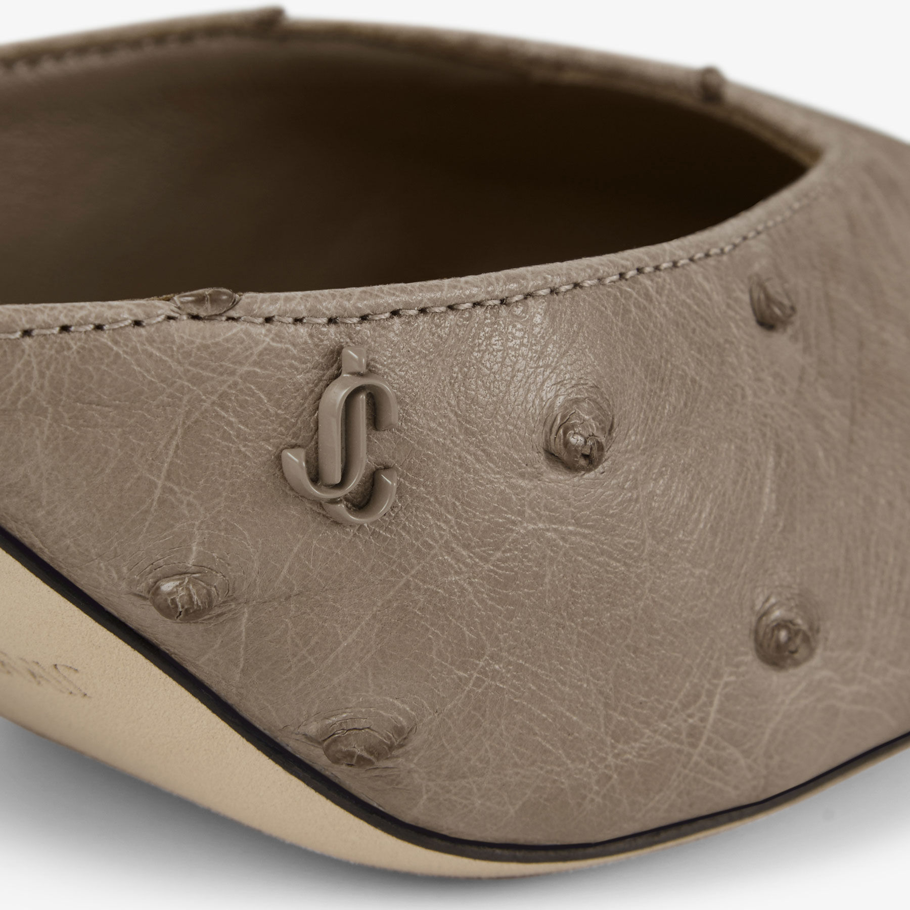 Vivi 65 Taupe Ostrich Leather Mules