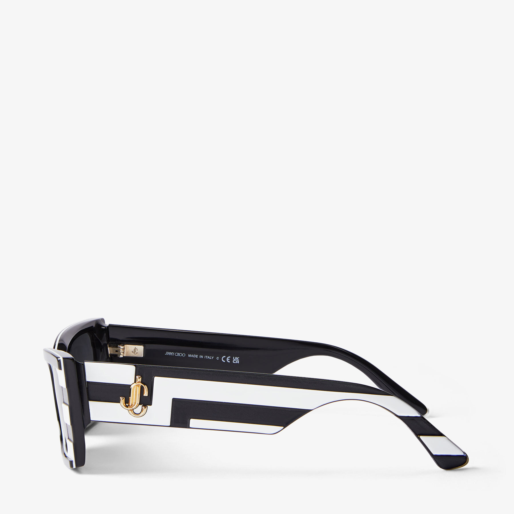 Kalila Black and White Rectangular Sunglasses
