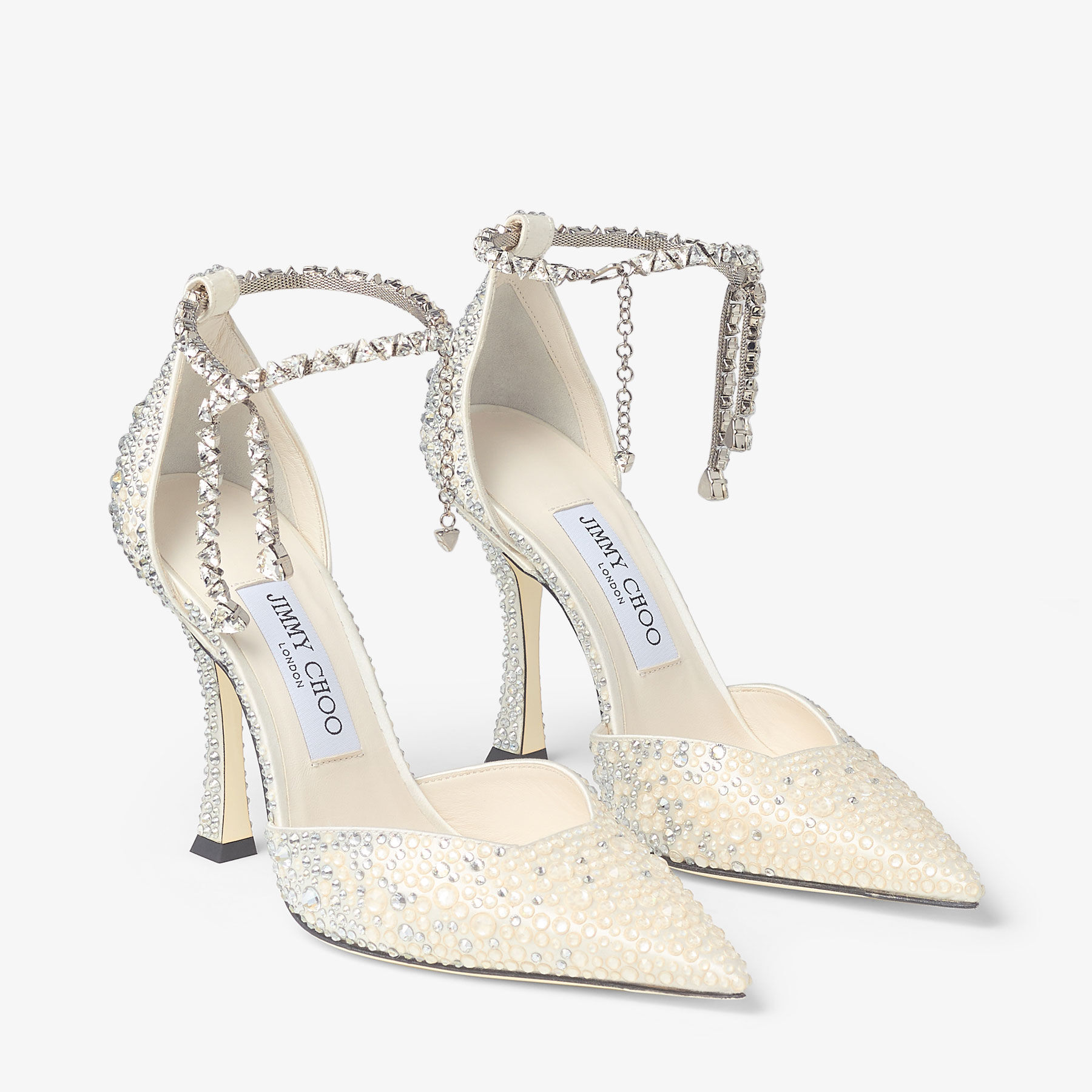 Stevie 100 Ivory Satin Crystal Pumps