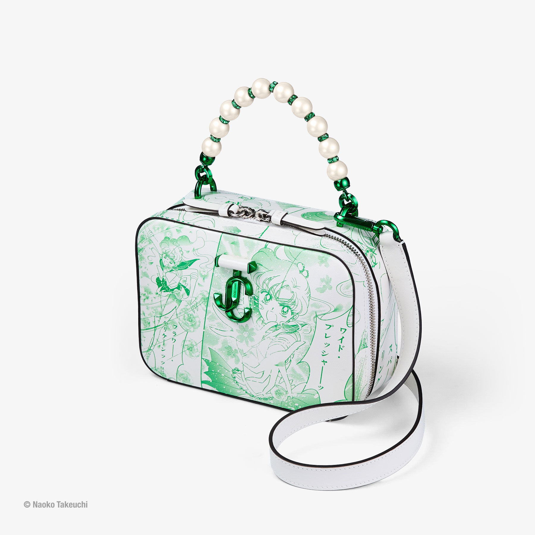 Sailor Jupiter Avenue Vanity Bag Green Manga Print Leather Handbag