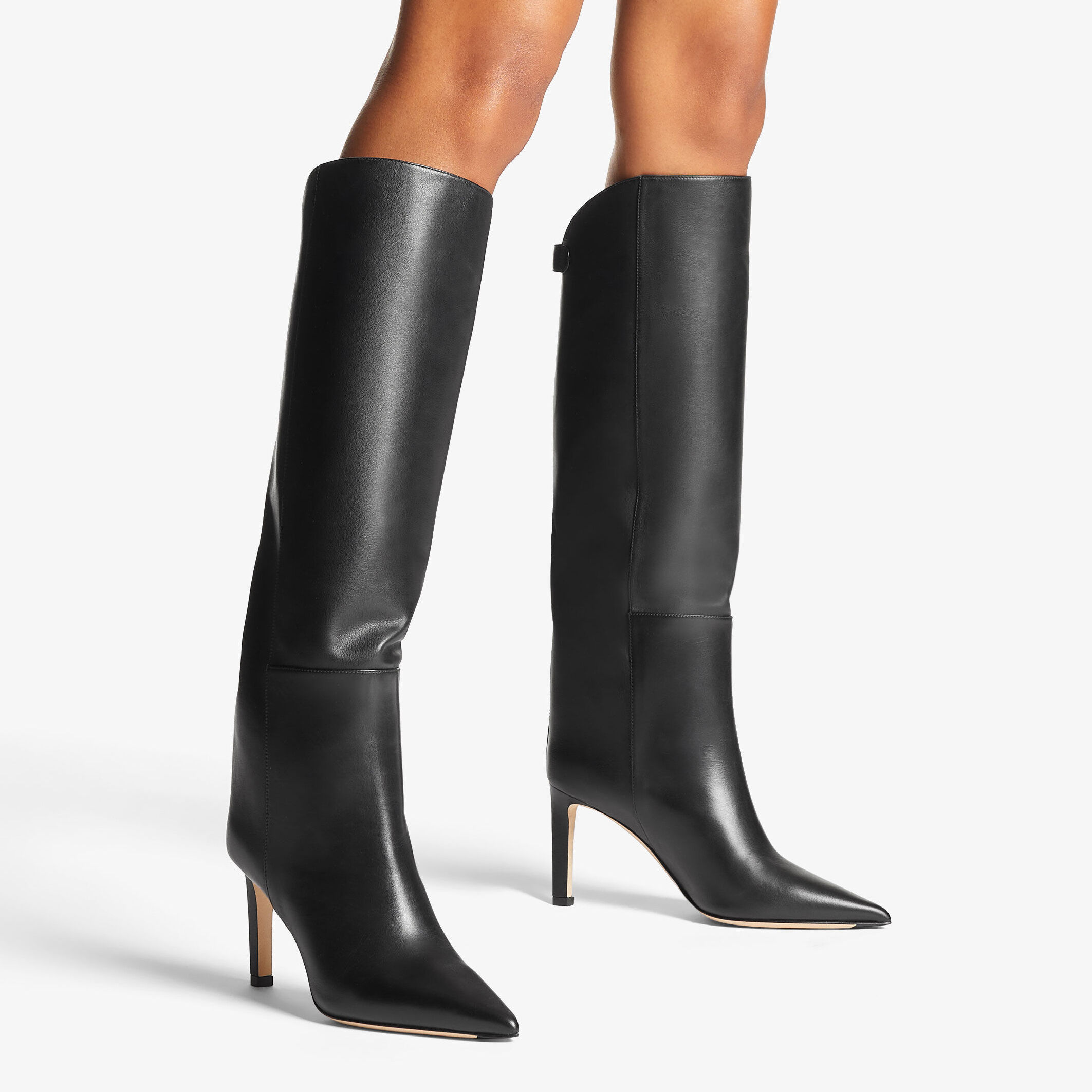 Alizze Knee Boot 85 Black Smooth Leather Knee-High Boots