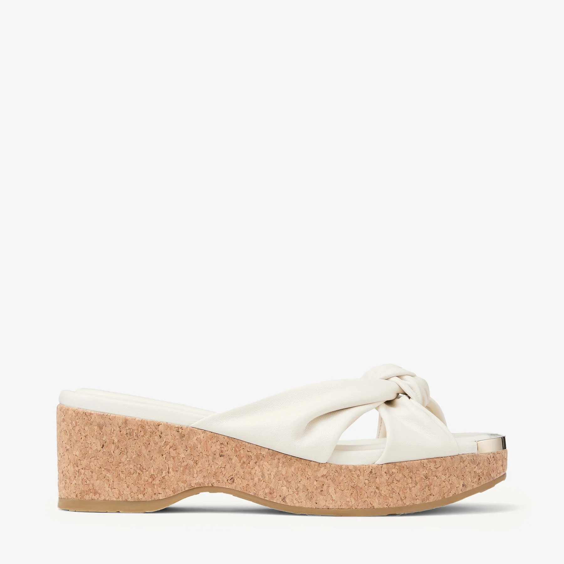 Avenue Wedge 50 Latte Nappa Leather Wedge Mules