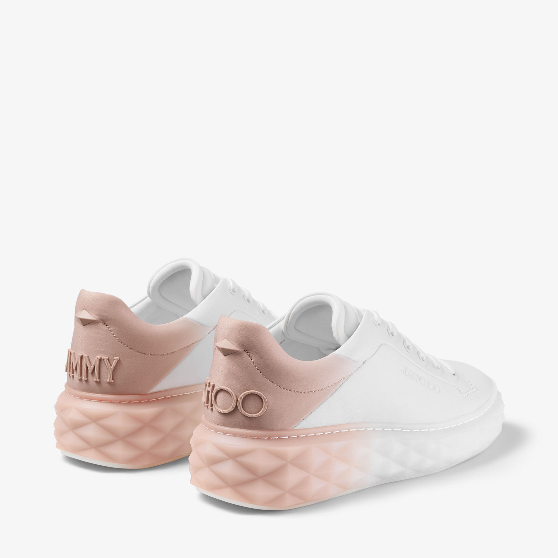 Diamond Maxi F II White and Macaron Leather Trainers with Platform Sole