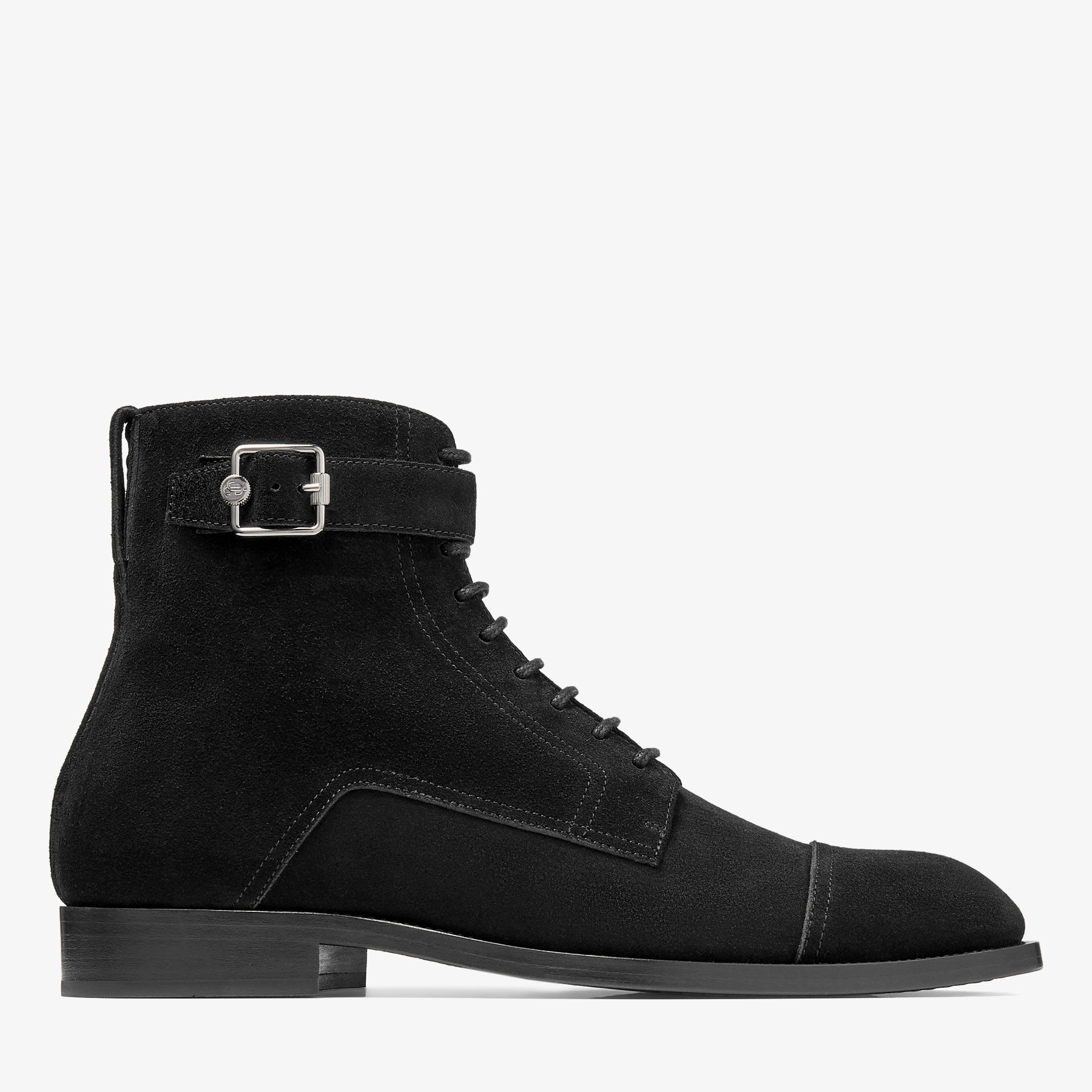Finnion Lace Up Boot Black Velvet Suede Boots