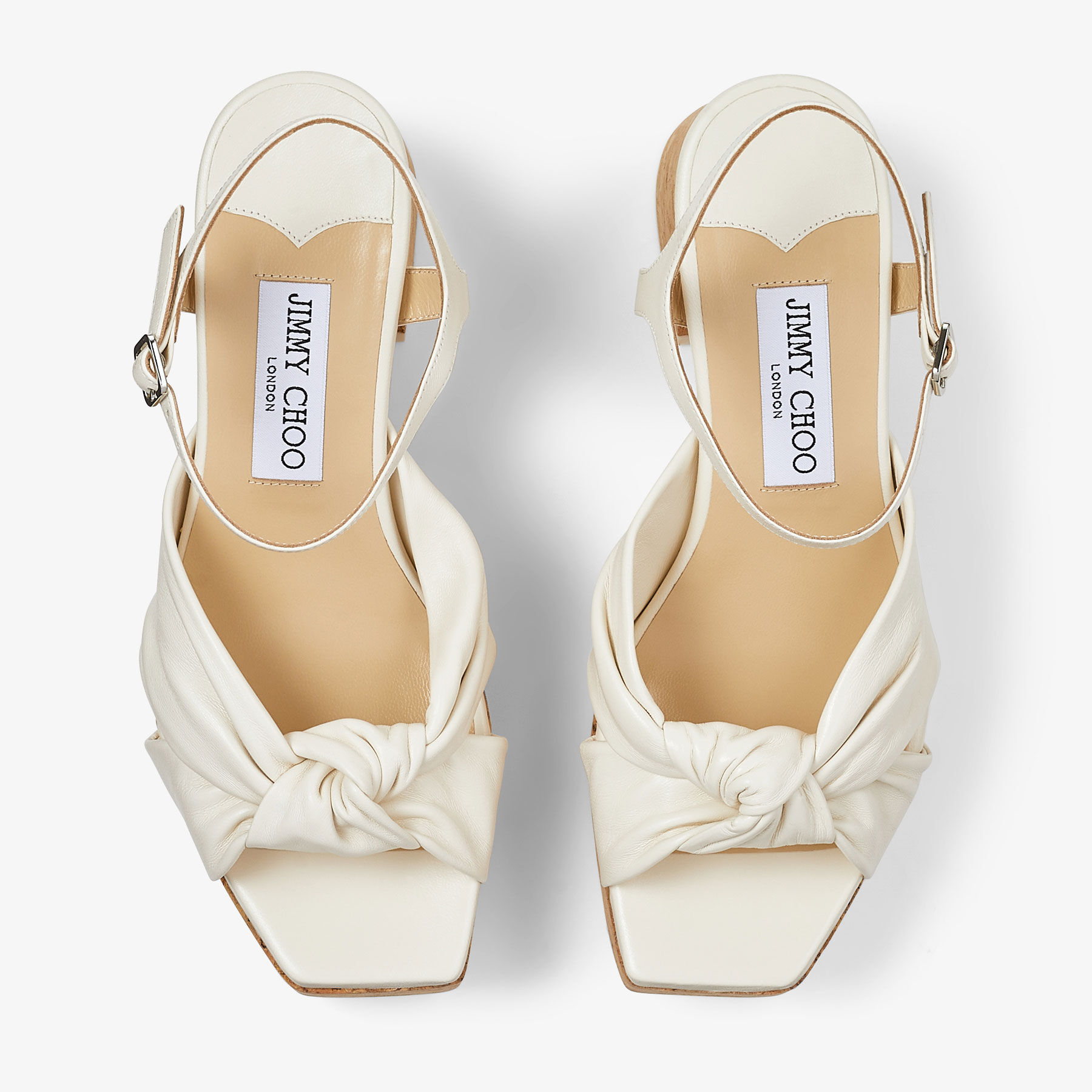 Heloise Wedge 95 Latte Nappa Leather Platform Sandals