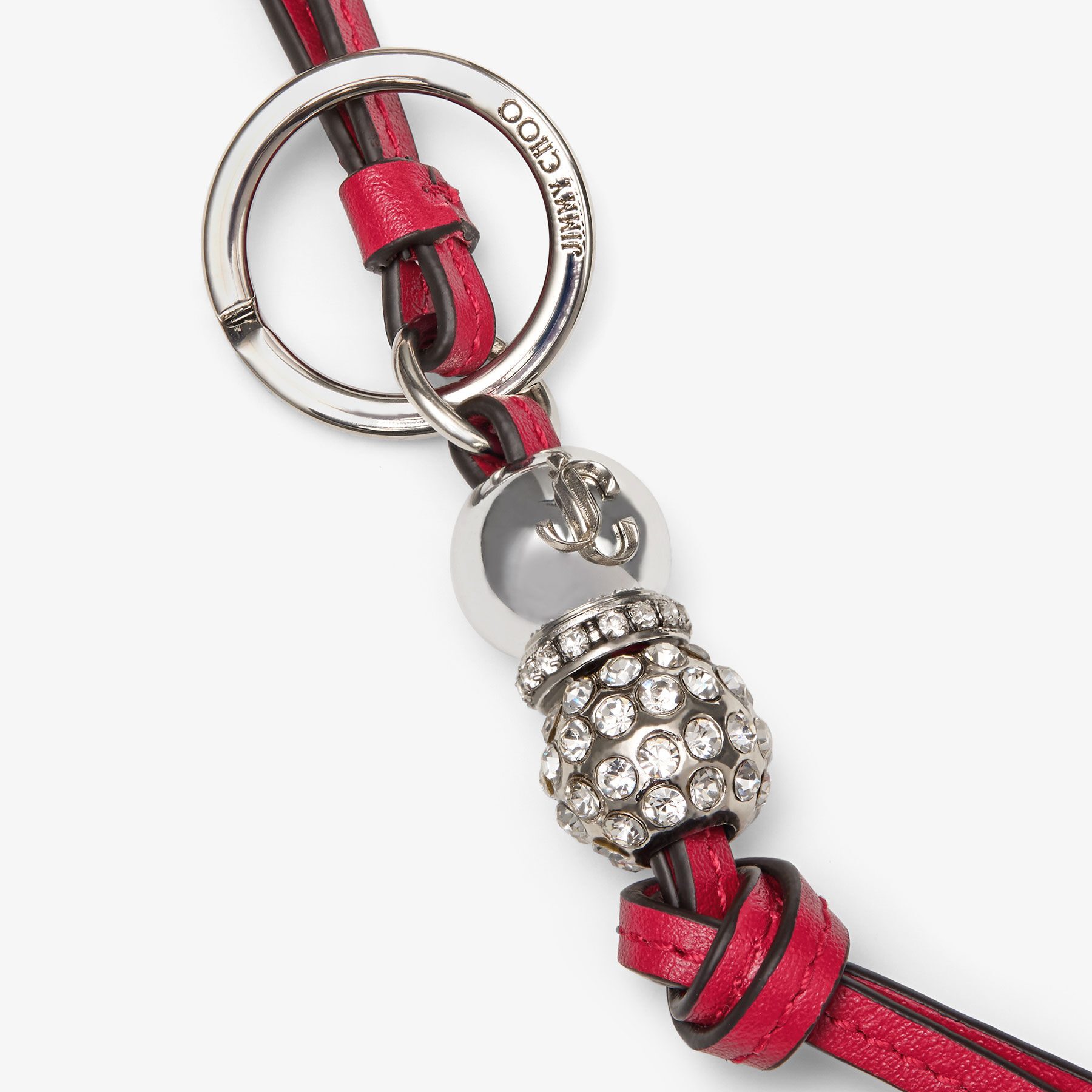 Spheres Charm Ruby Red Leather Bag Charm