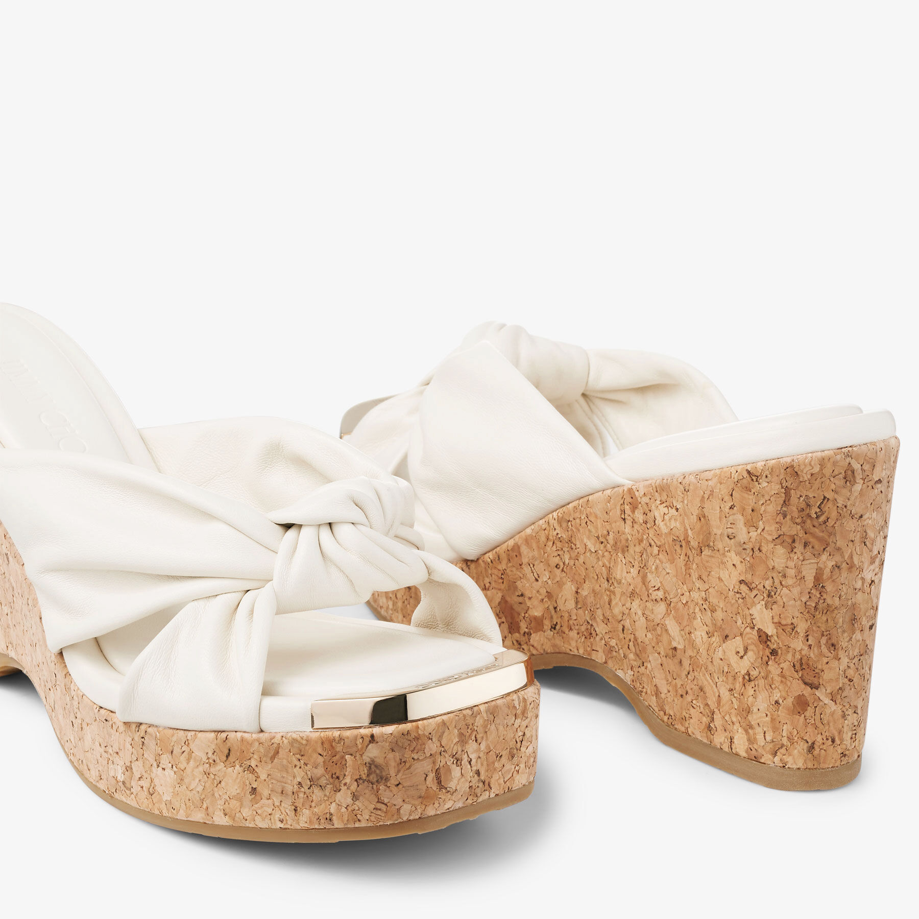 Avenue Wedge 110 Latte Nappa Leather Wedge Mules