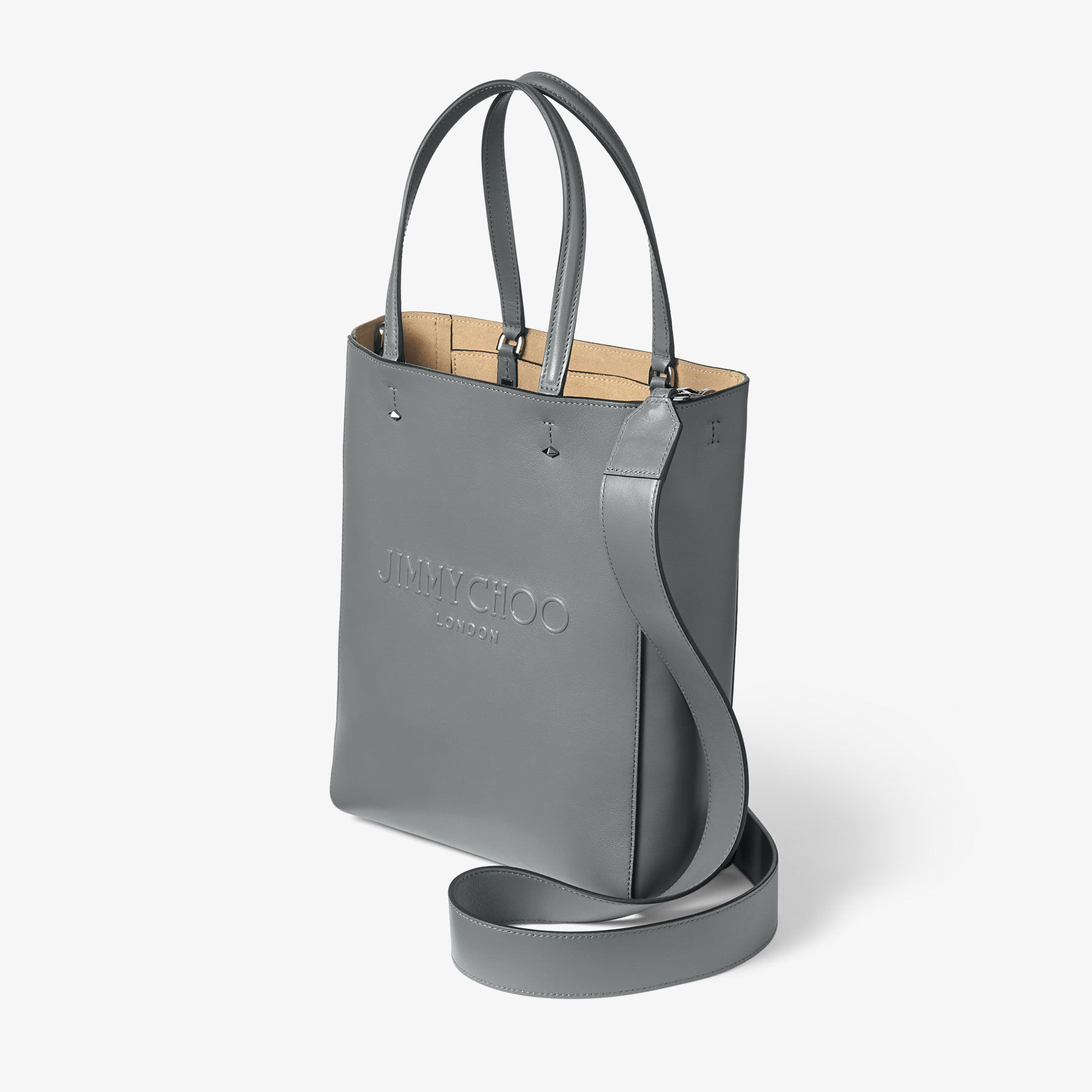 Lenny North-South M-M Storm Embossed Leather Tote Bag