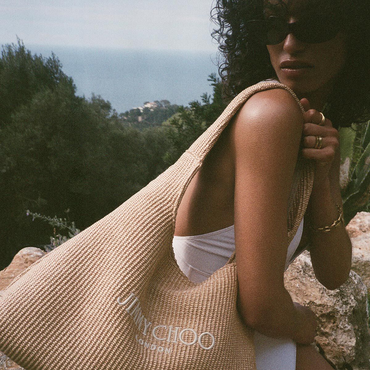 Beach Diamond Hobo L Natural Raffia Shoulder Bag