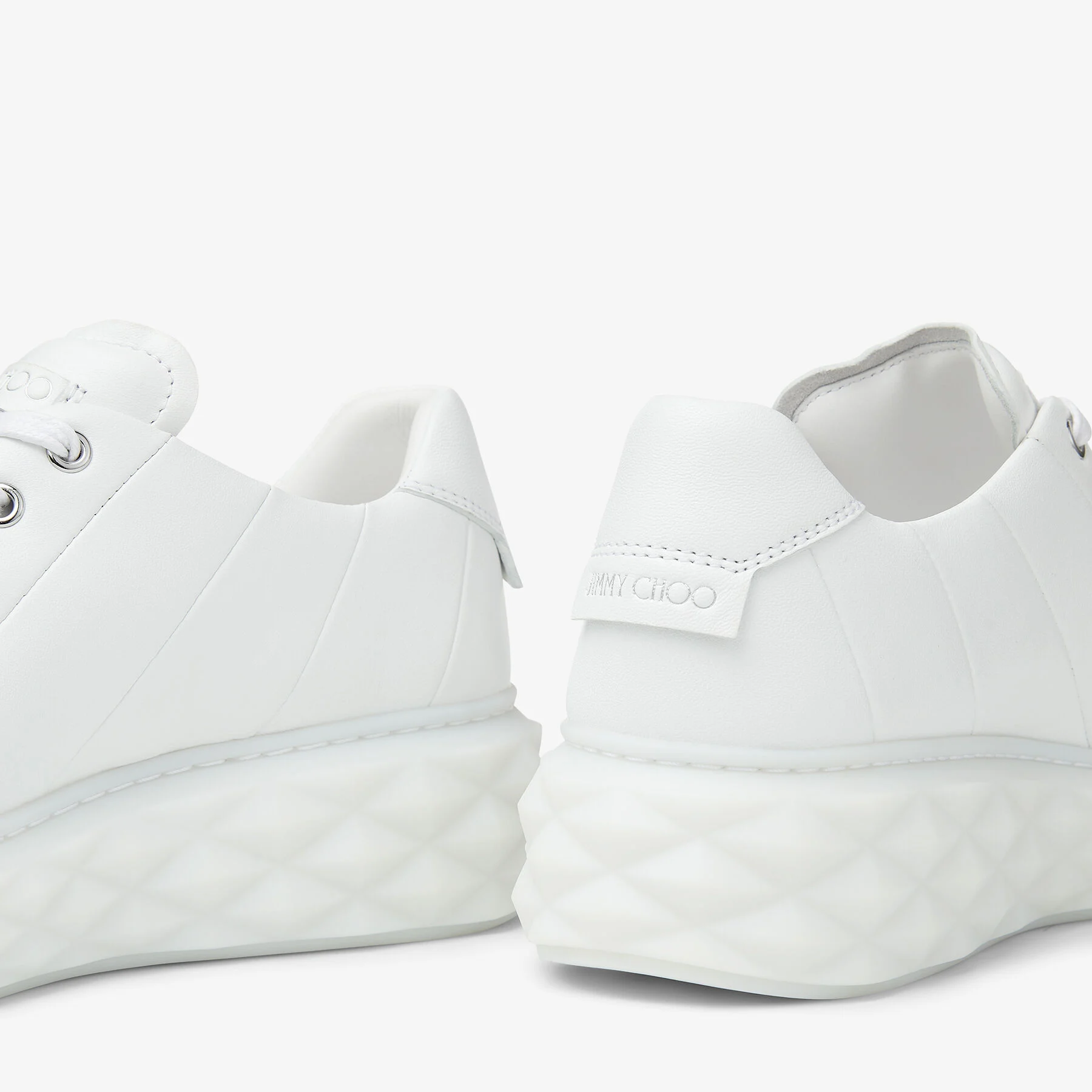 Diamond Light Maxi F White Nappa Leather Low-Top Trainers with Platform Sole