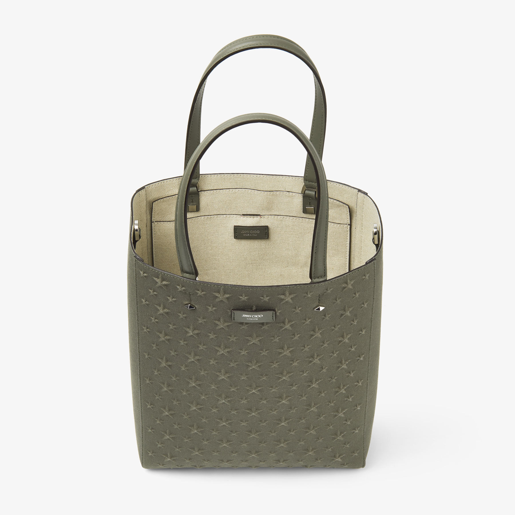 Lenny North-South M-M Green Embossed Canvas Tote Bag