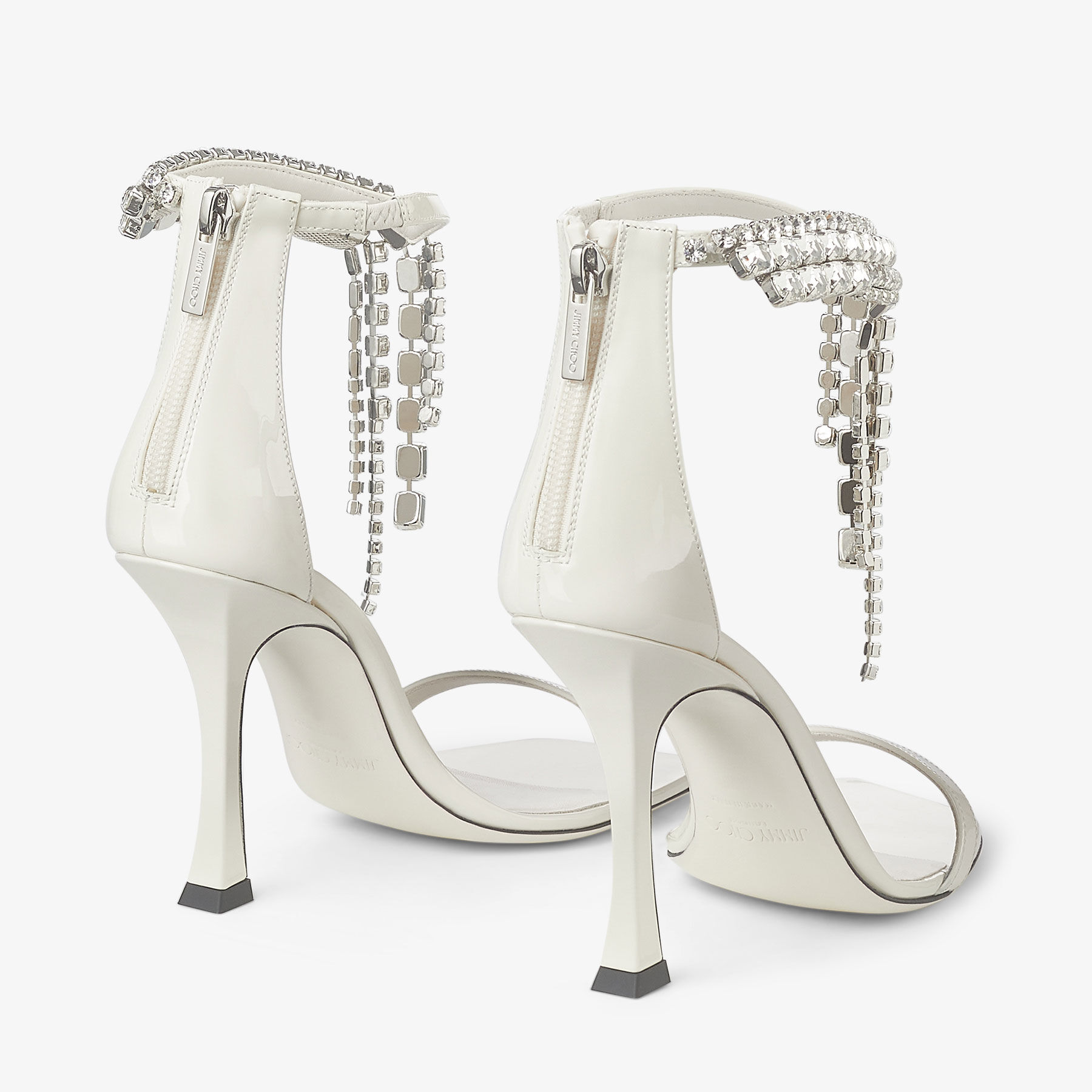 Verity Sandal 100 Latte Patent Leather Crystal Sandals