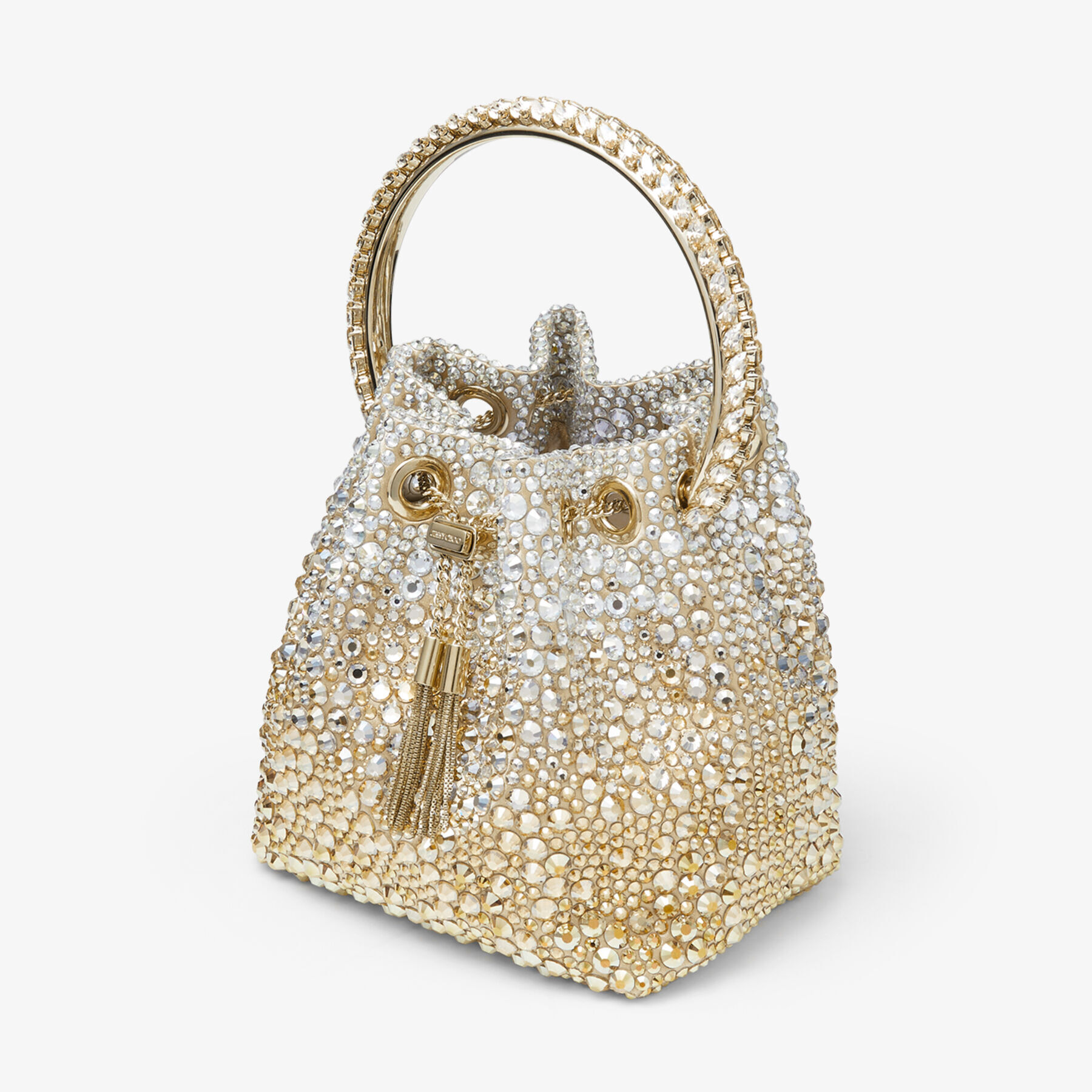 Bon Bon Gold Satin Bag with Crystals