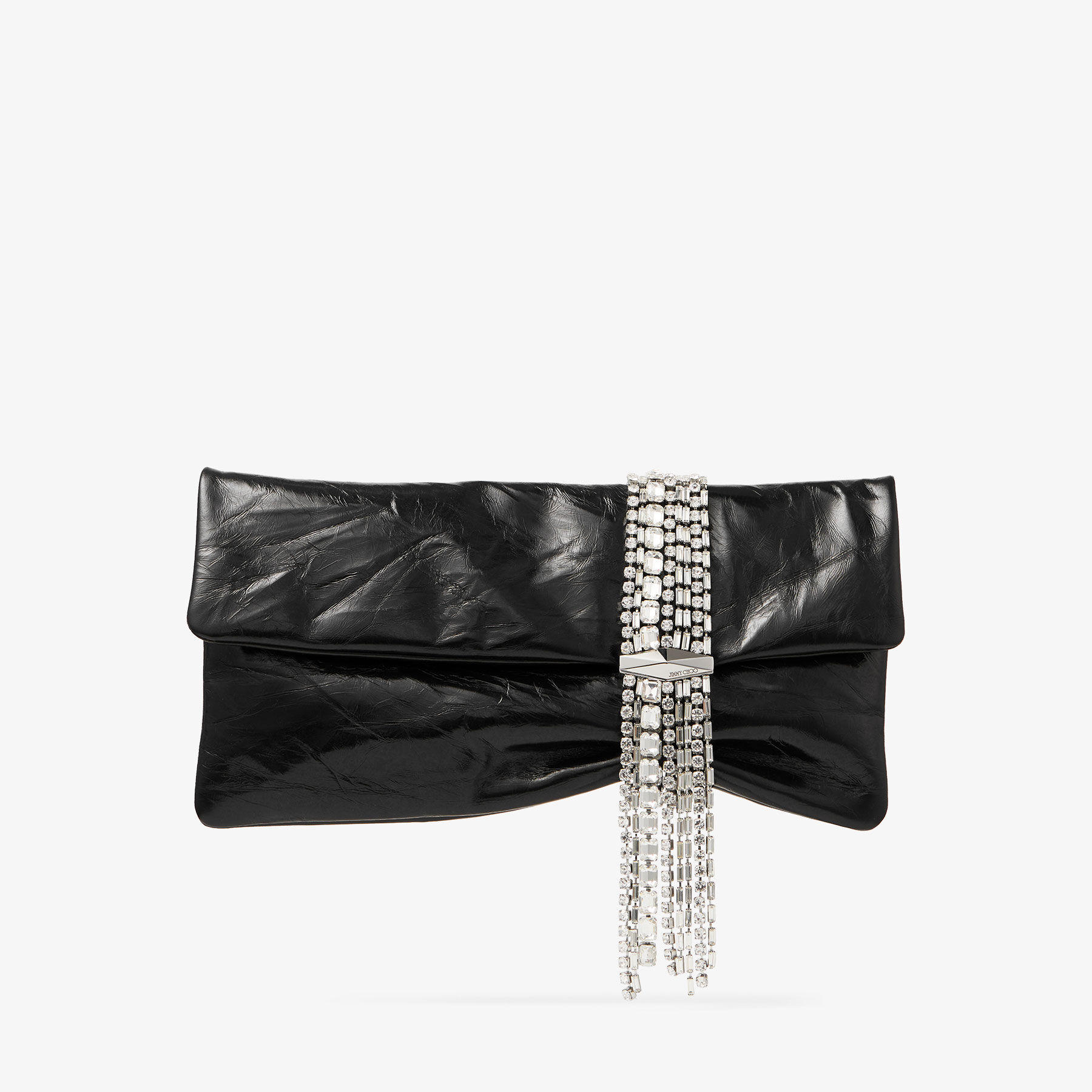 Zandra Black Vintage Metallic Leather Clutch Bag