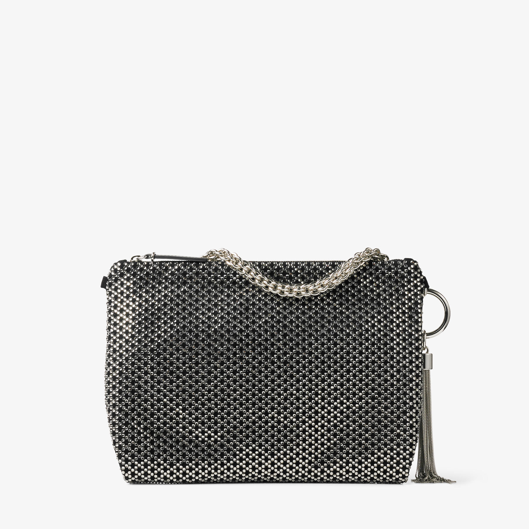 Callie Black Diamond Motif Crystal Hotfix on Suede Clutch Bag