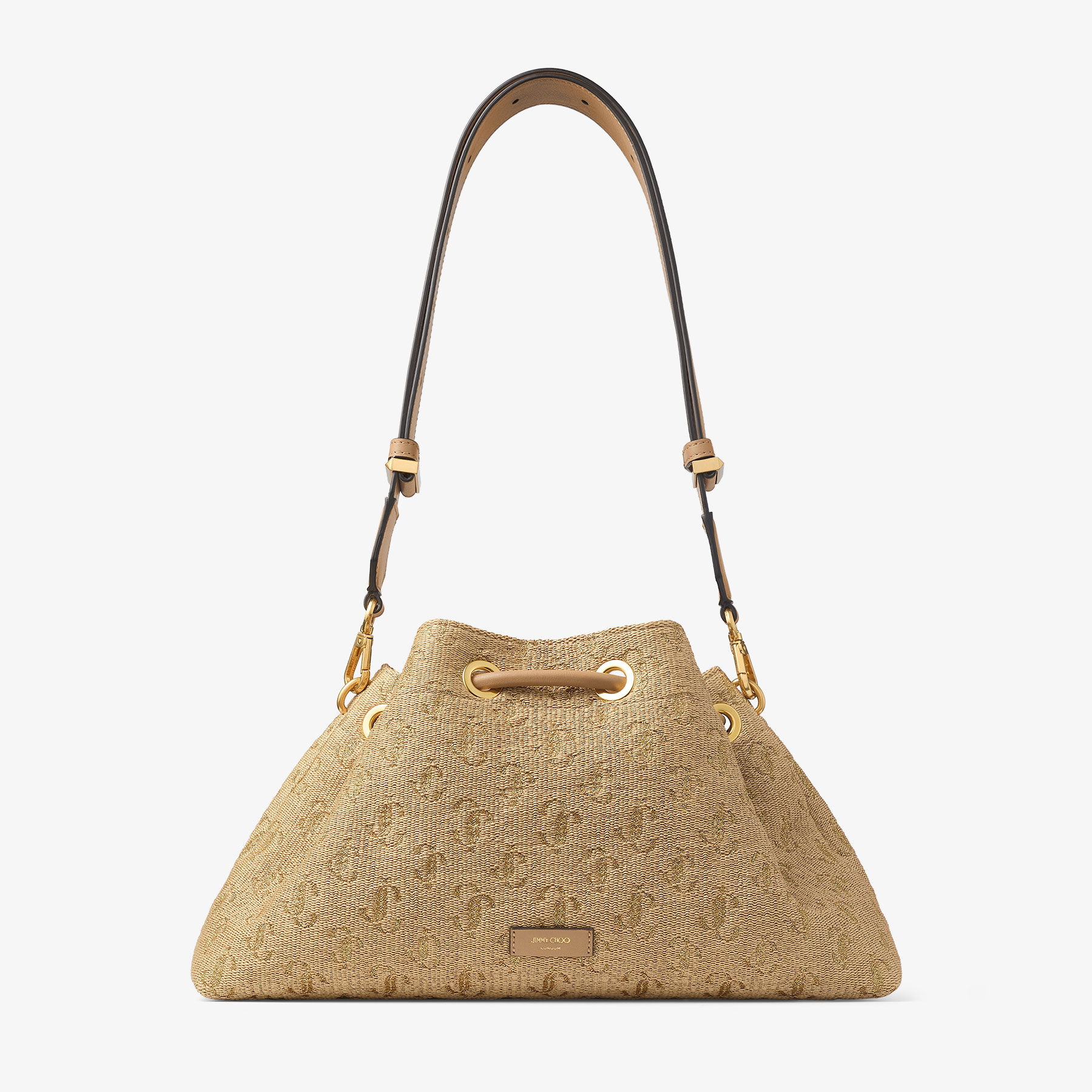 Cinch M Natural Raffia Monogram Bag