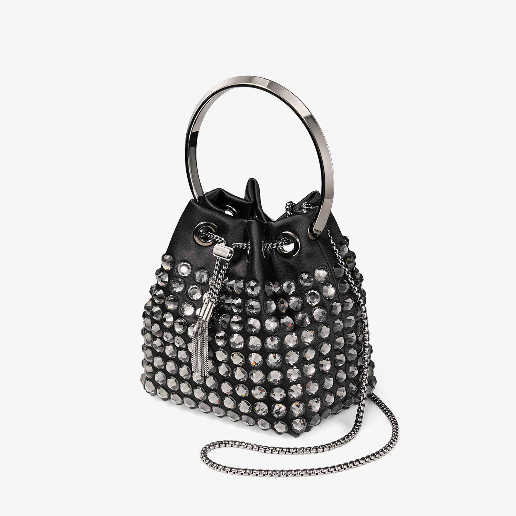 Bon Bon Black Satin Crystal Bag