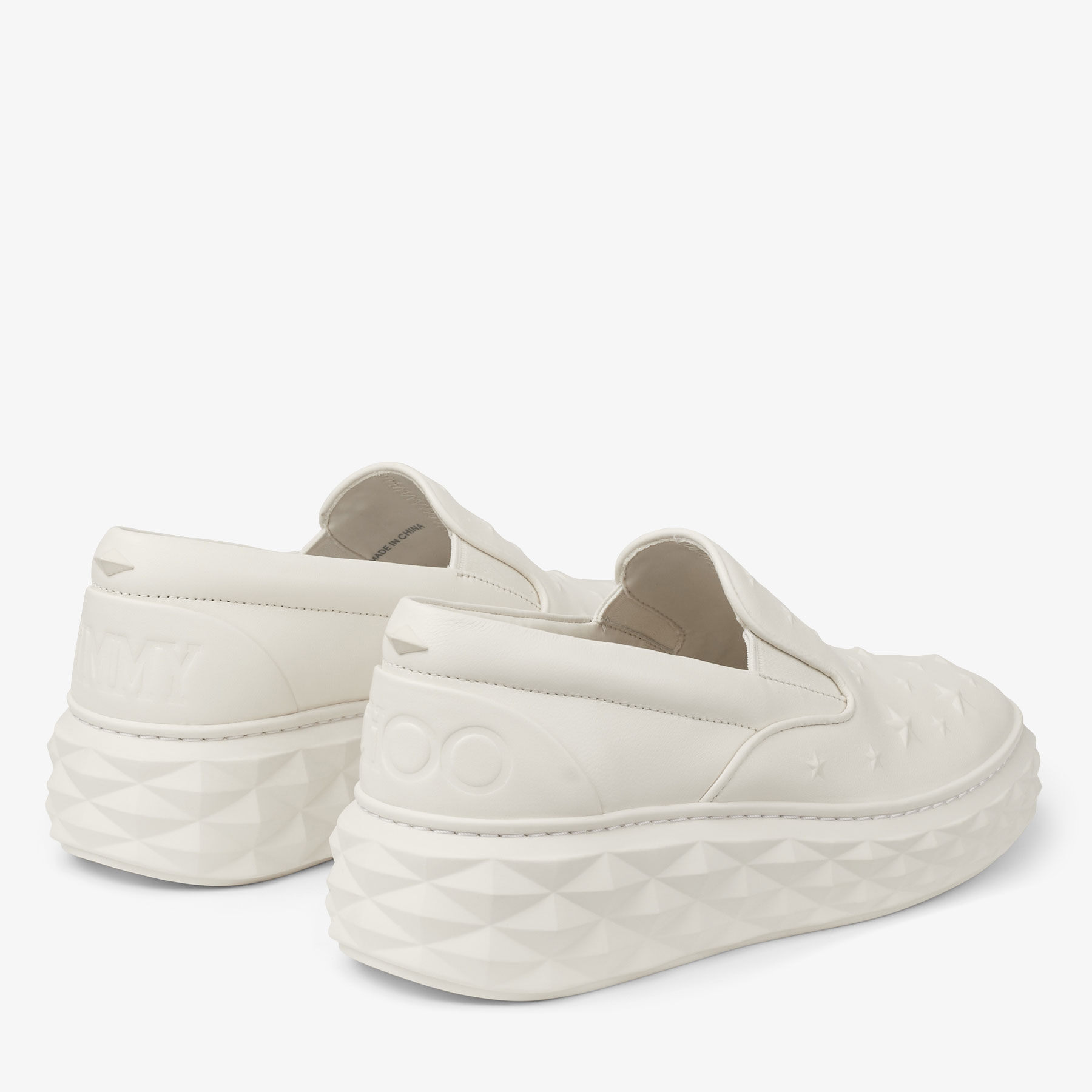 Diamond Slip On M Latte Embossed Leather Slip On Trainers