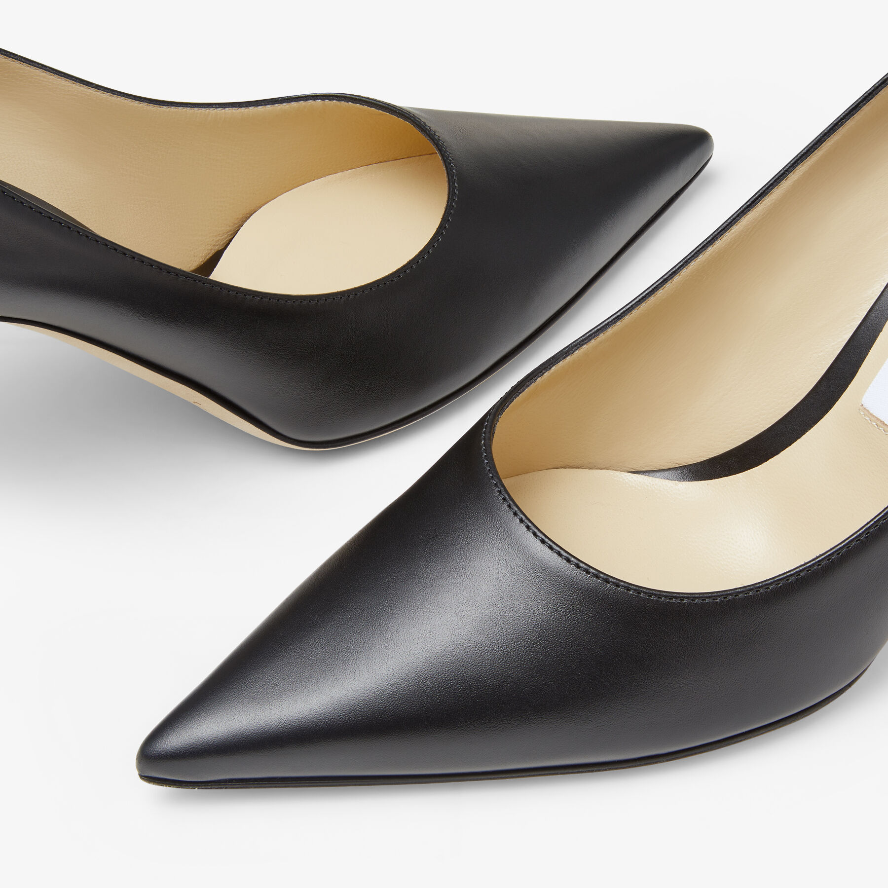 Love 85 Black Calf Leather Pumps with JC Emblem