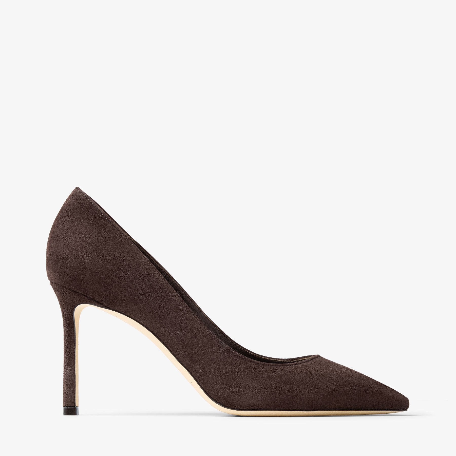 Romy 85 Coffee Tonal Suede Pumps