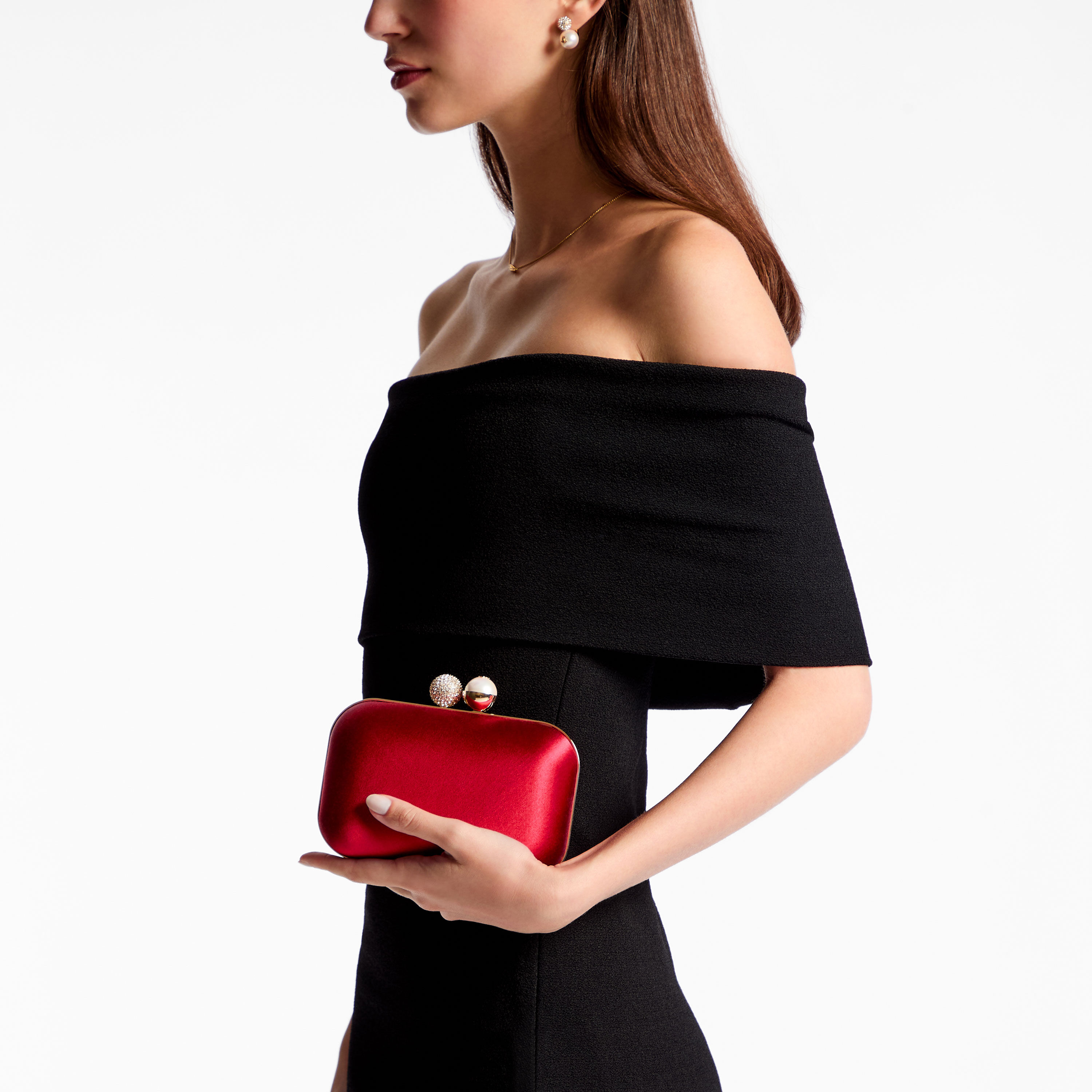 Cloud Ruby Red Satin Clutch Bag