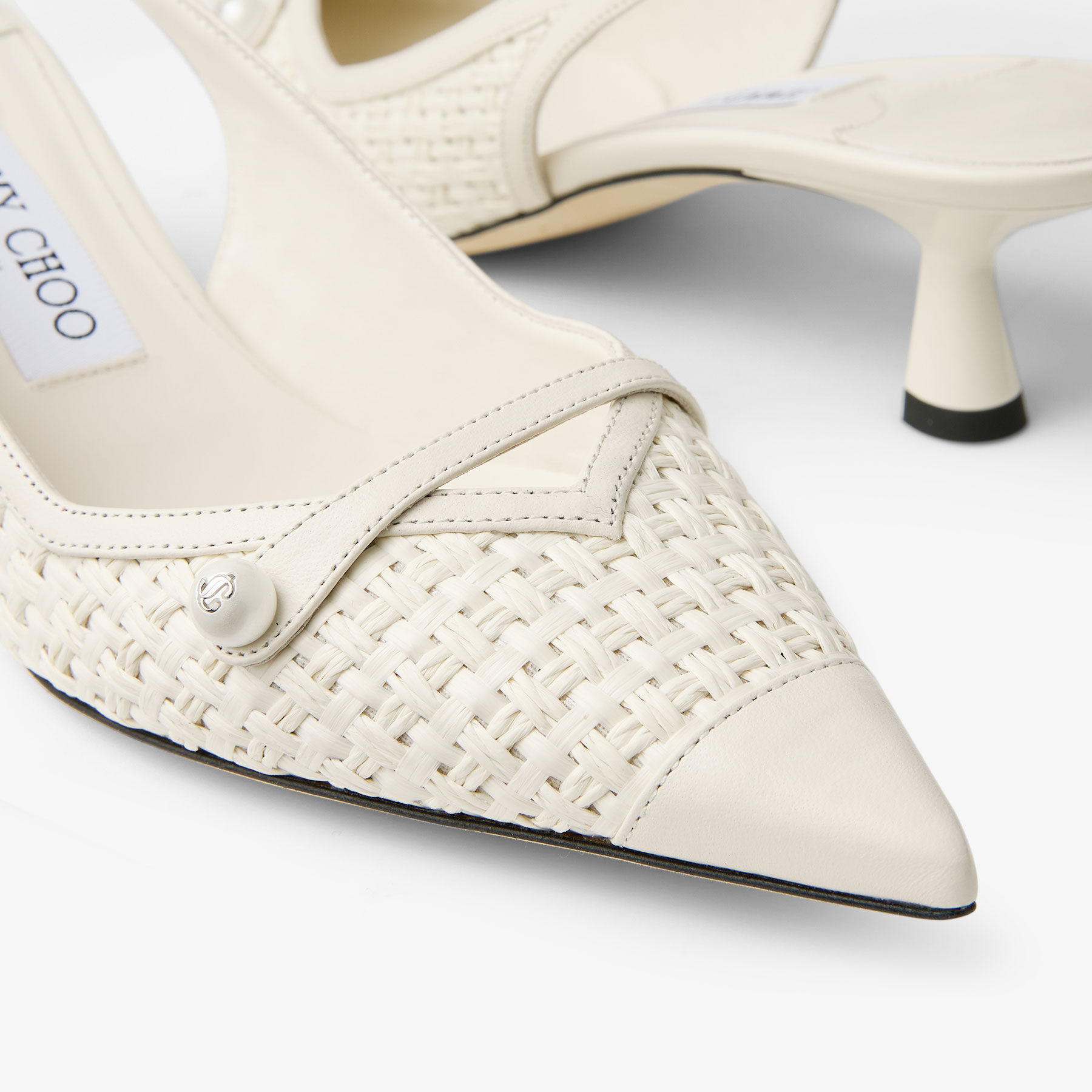 Amita 45 Latte Leather and Raffia Pumps