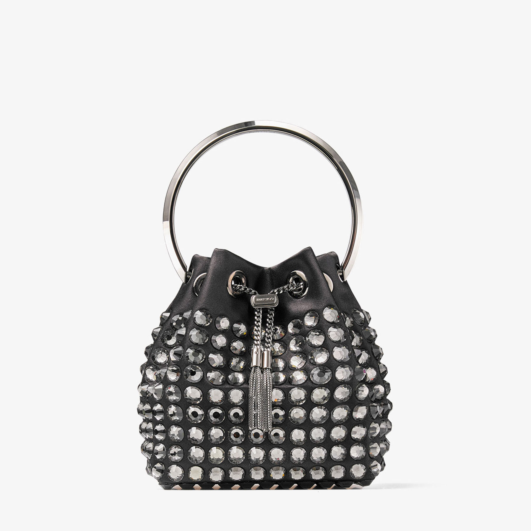 Bon Bon Black Satin Crystal Bag