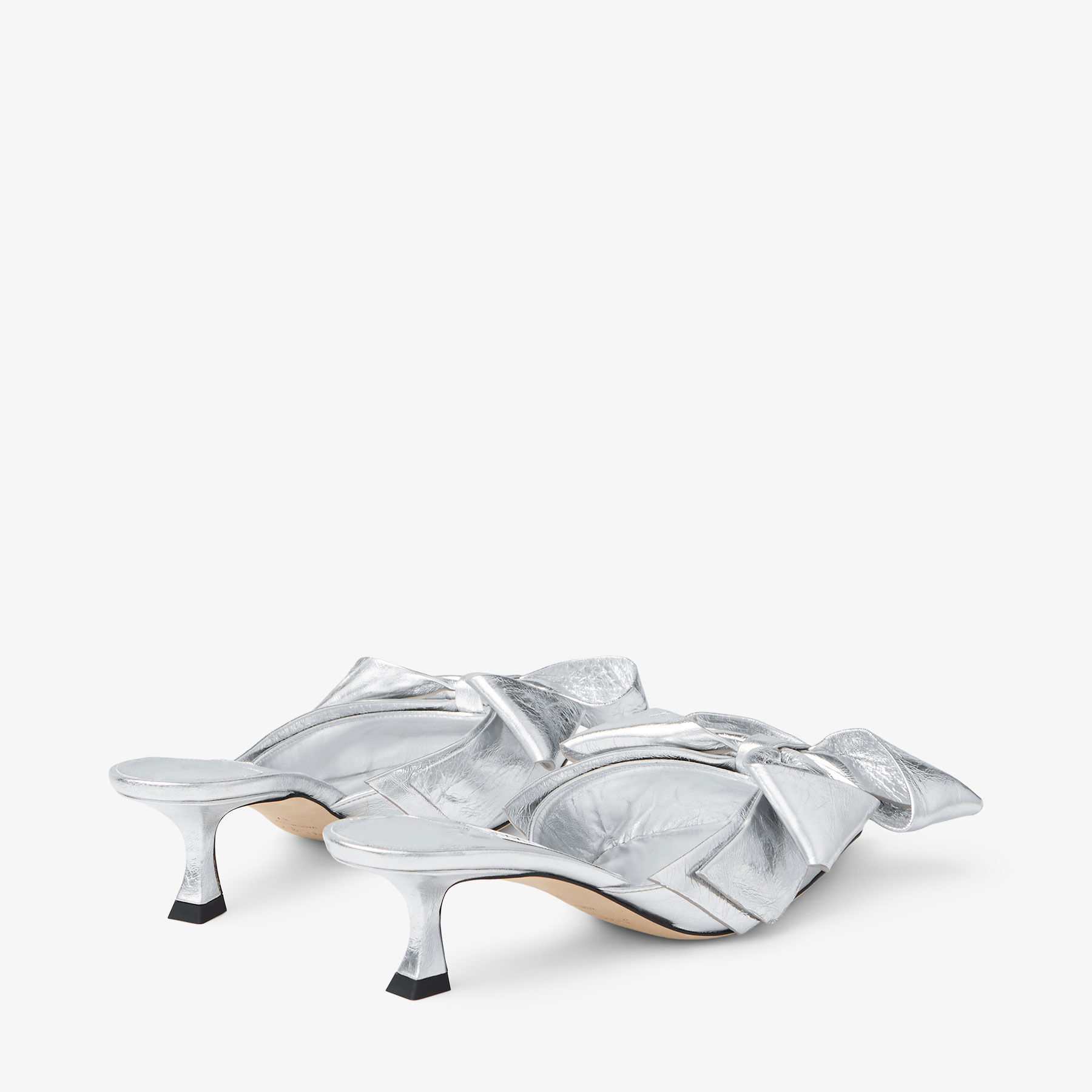Staz Mule 50 Silver Metallic Leather Mules
