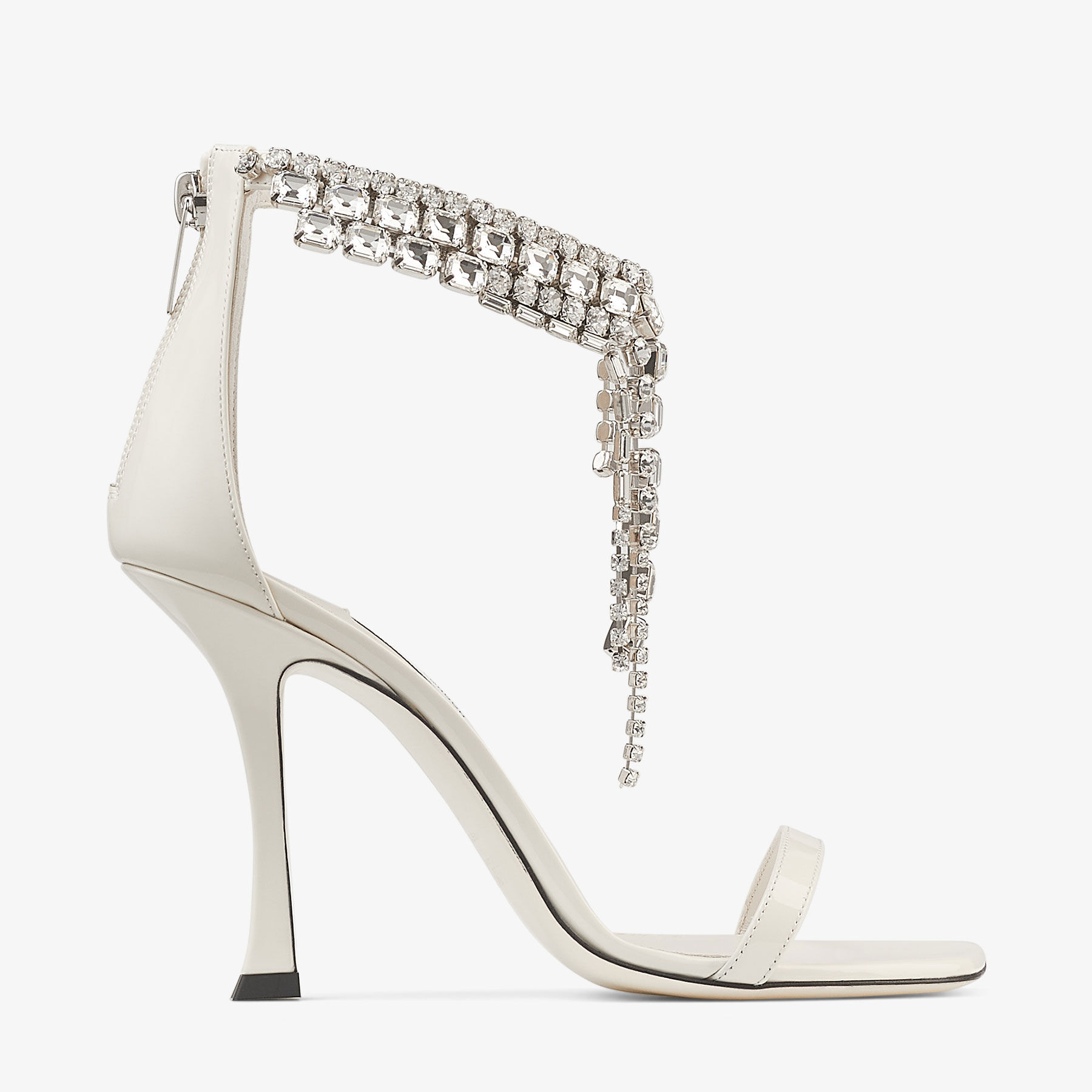 Verity Sandal 100 Latte Patent Leather Crystal Sandals